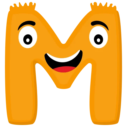 Cheerful letter M for alphabet learning and literacy
