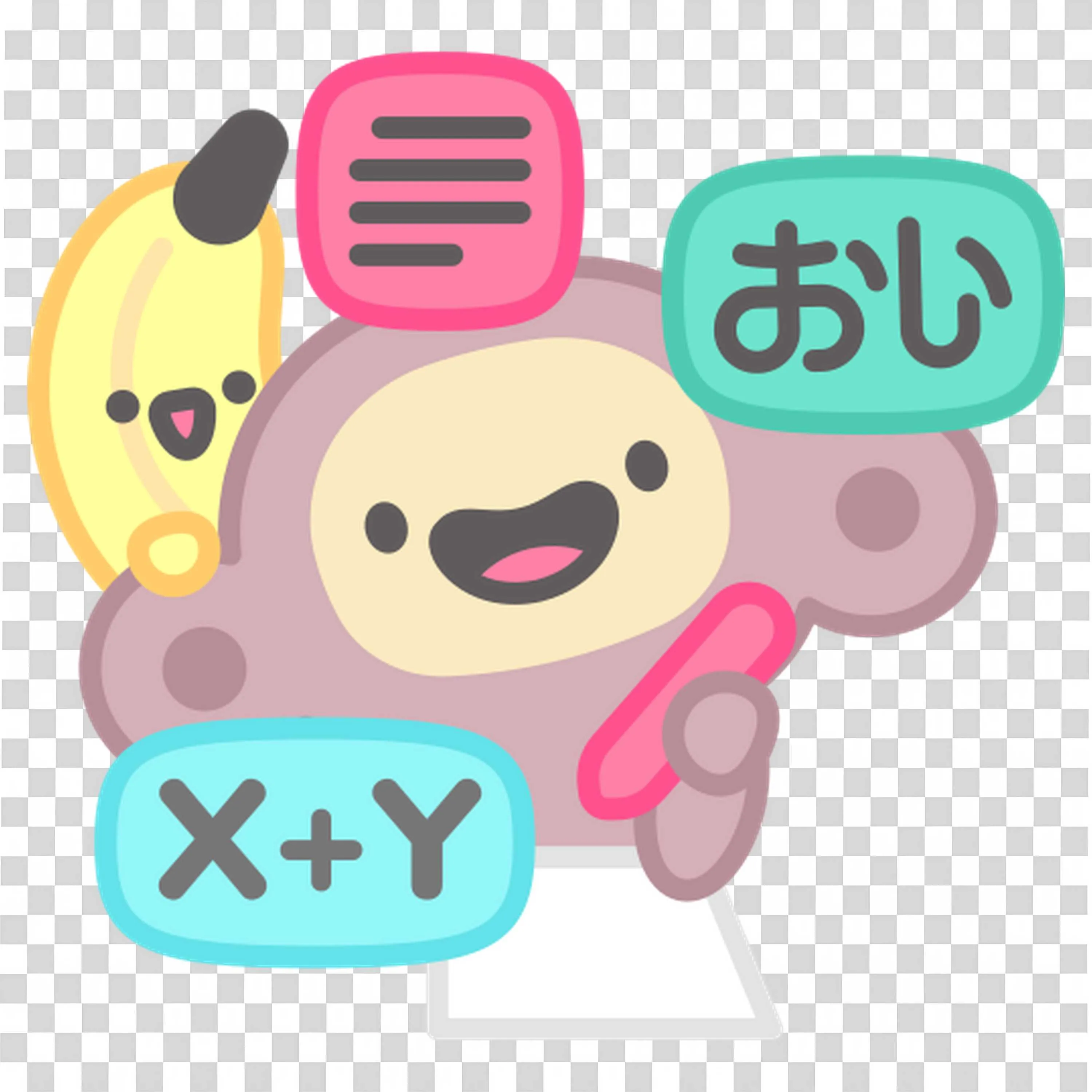 Cheerful Monkey Teaching Math and Language with Symbols Png