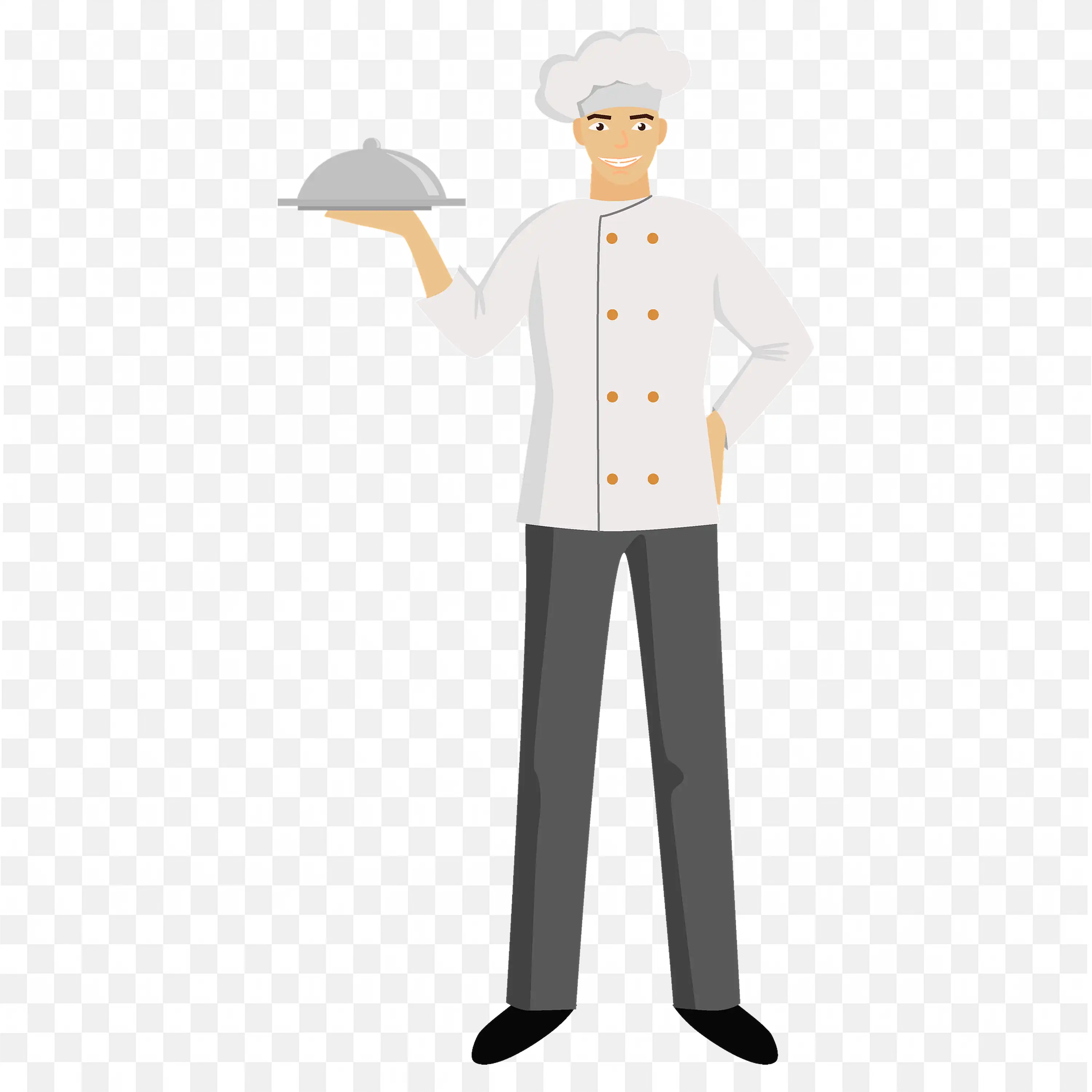 Chef with Uniform Holding a Dish Graphic Free PNG Download