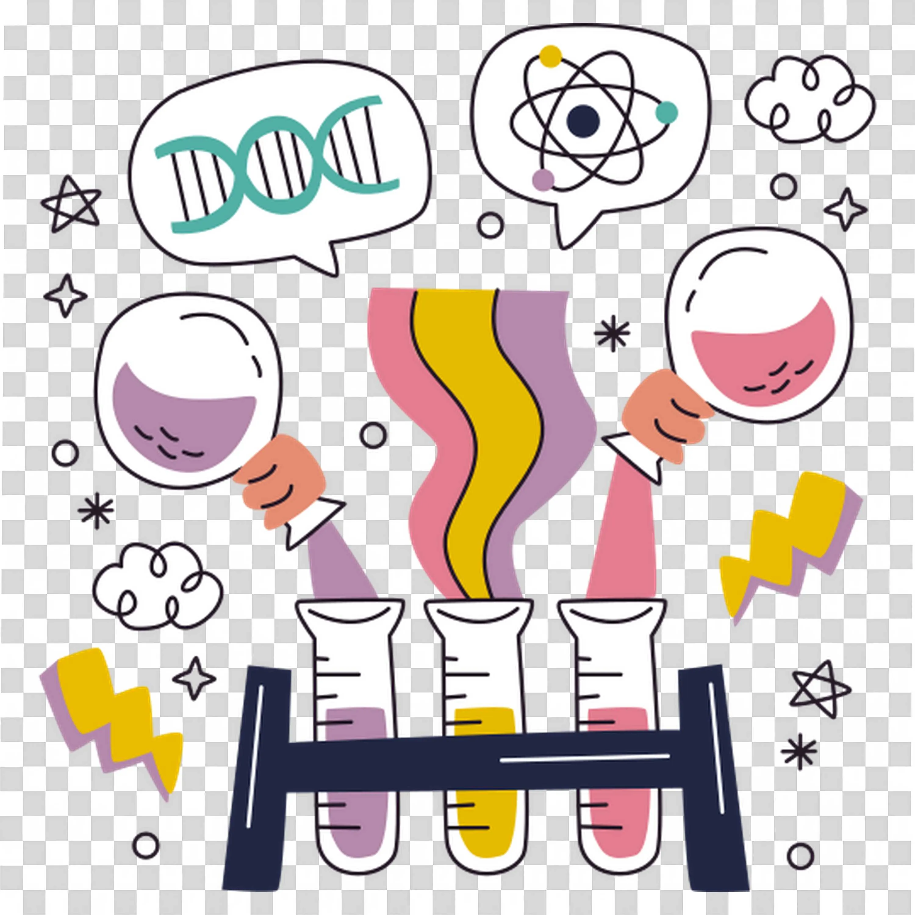 Chemistry Test Tubes and Science Icons Education Concept Png