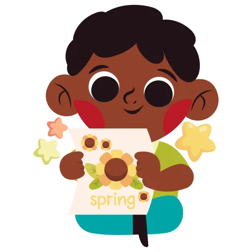 Child holding flowers for spring and seasonal school themes