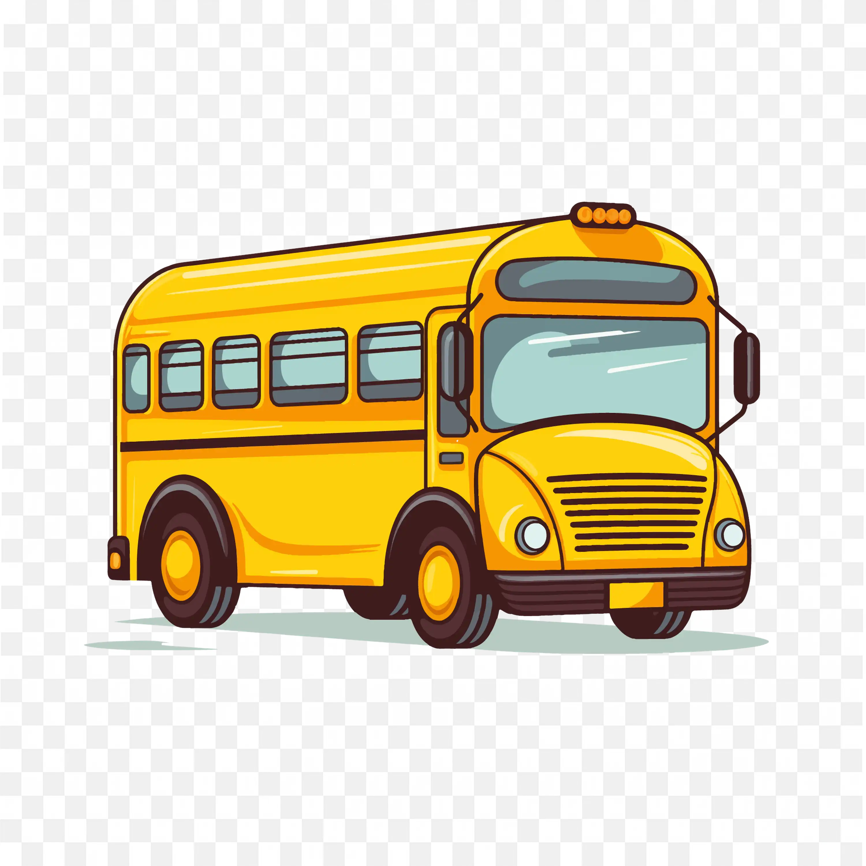 Classic Cartoon Style Yellow School Bus PNG Free Download