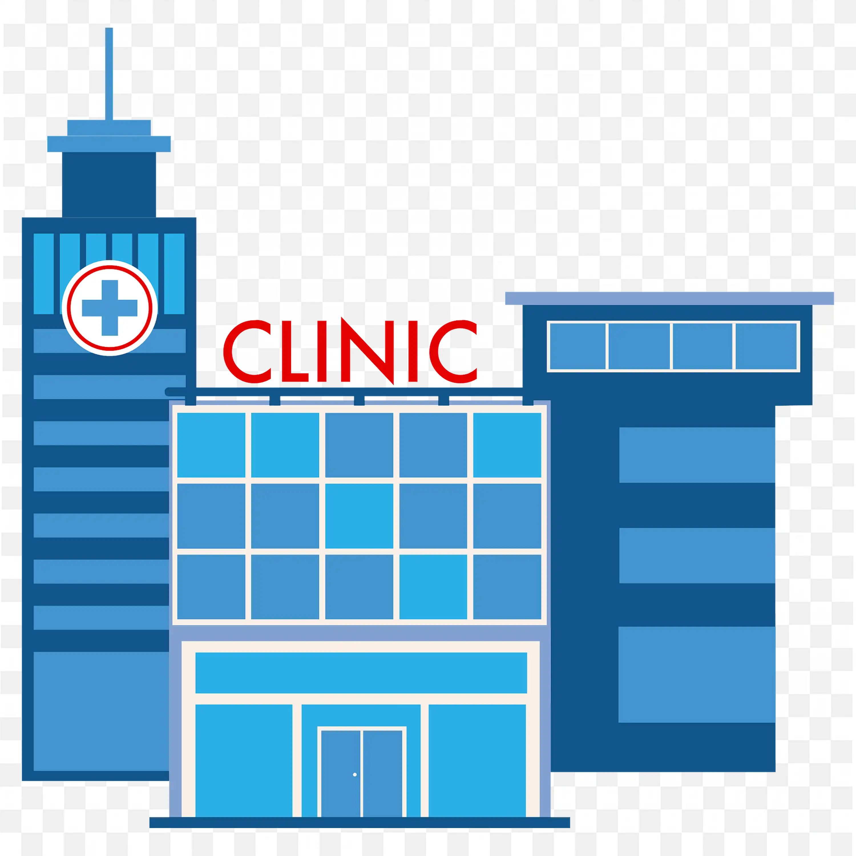 Clinic with an Injection Building and Glass Windows PNG