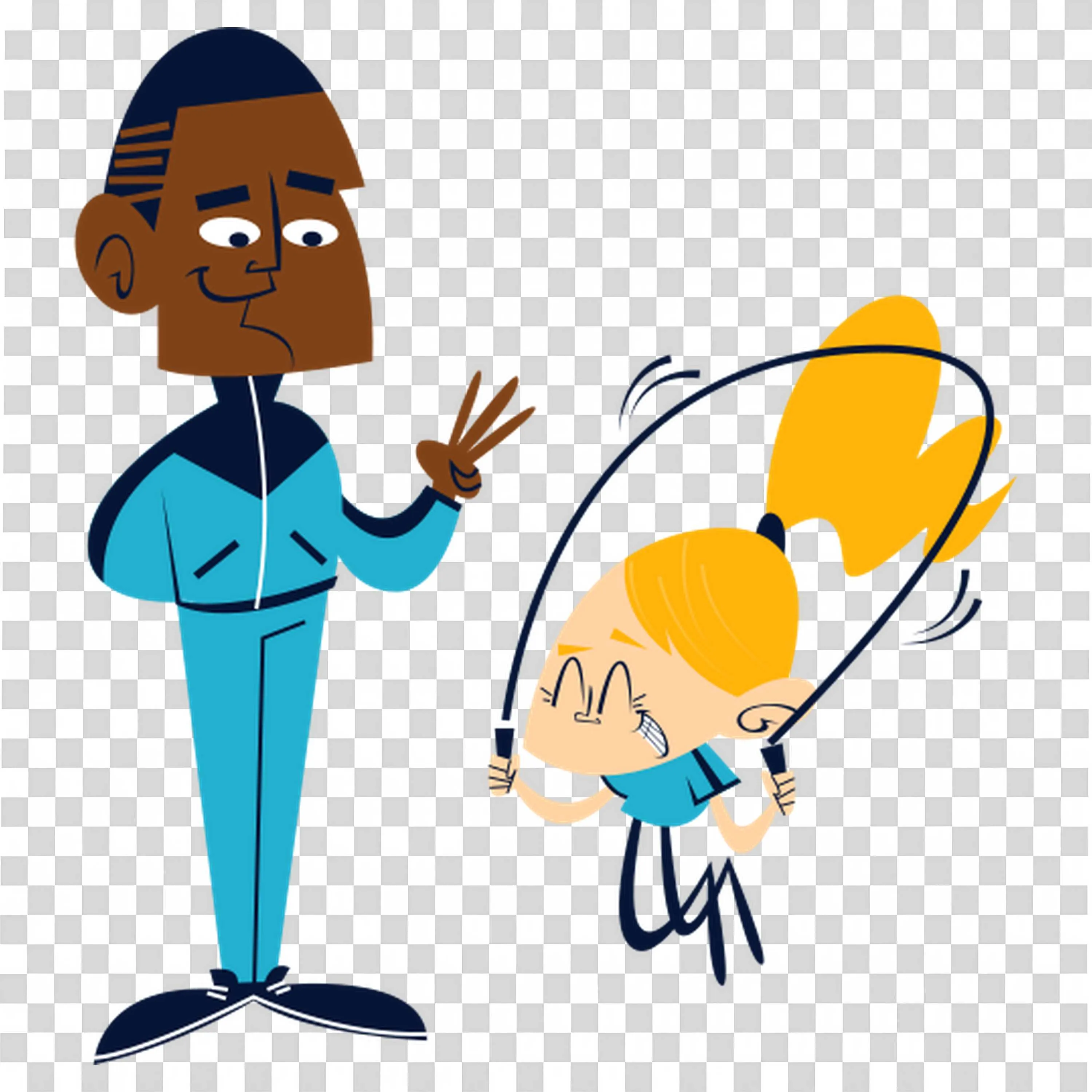 Coach Is Giving a Jumping Rope Exercise to a Girl Free Png