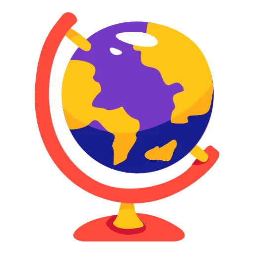 Colorful Globe Cartoon Shows Knowledge of Geography