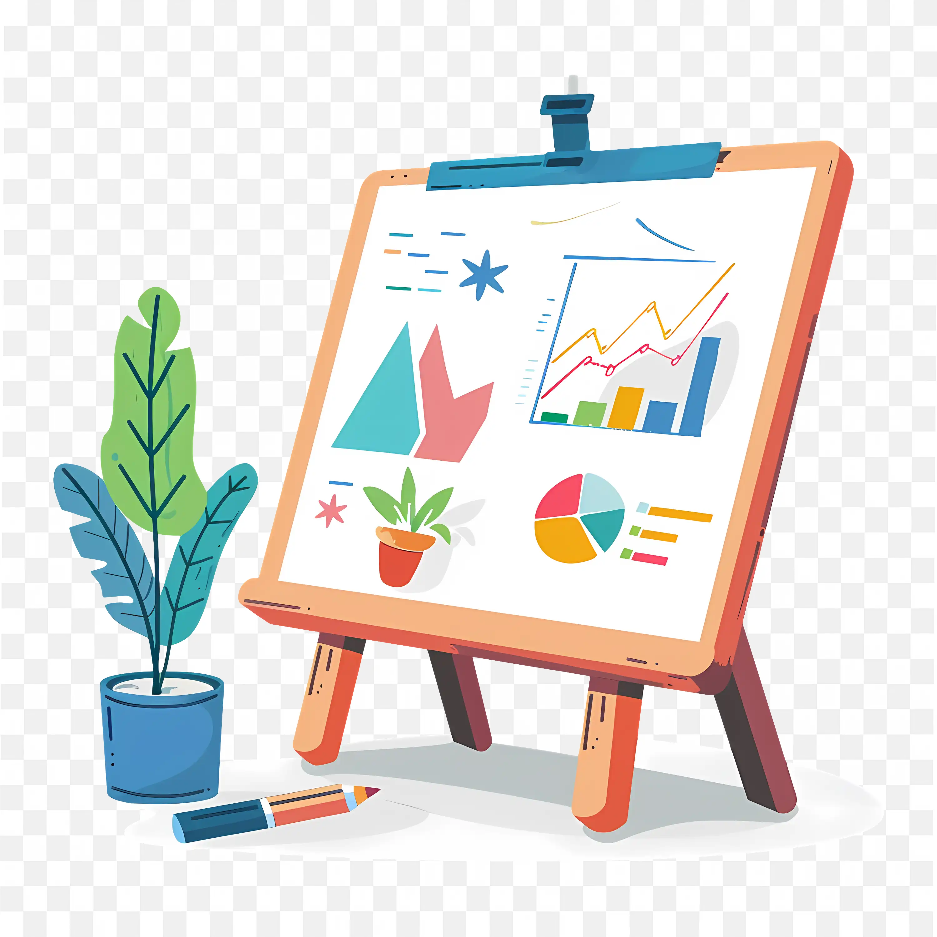 Colour Data Presentation on Board with Plant and Marker PNG