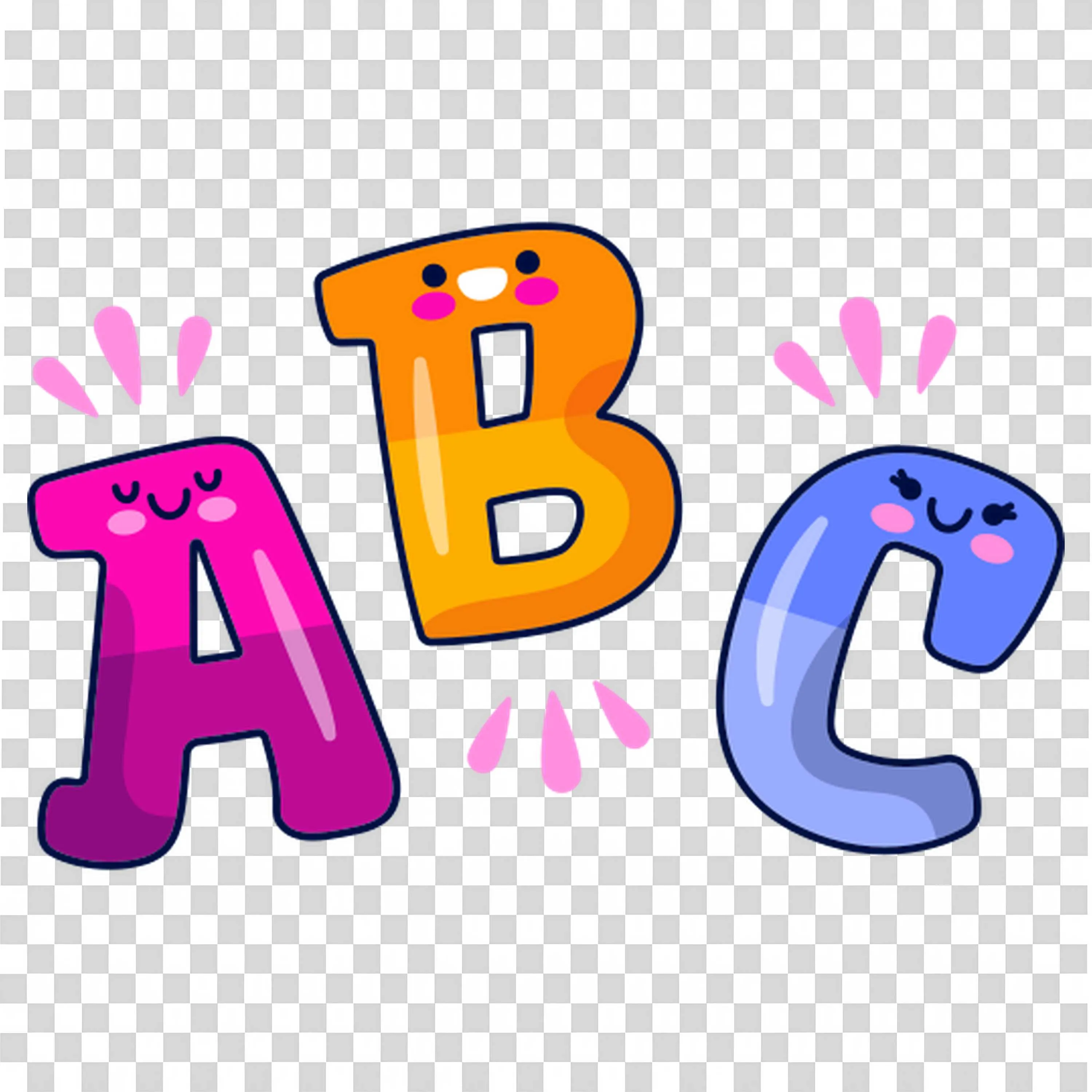 Colourful Abc Letters with Happy Faces for Kids Learning