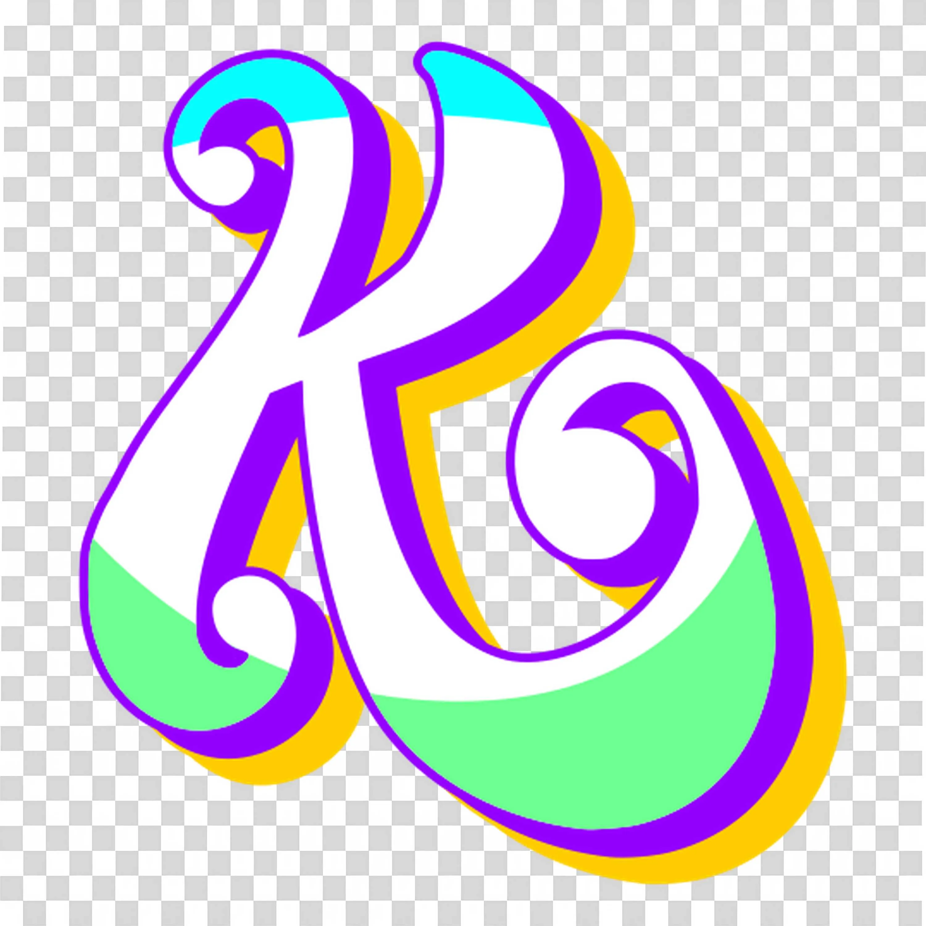 Colourful and Decorative Letter K with 3D Style Effect Png