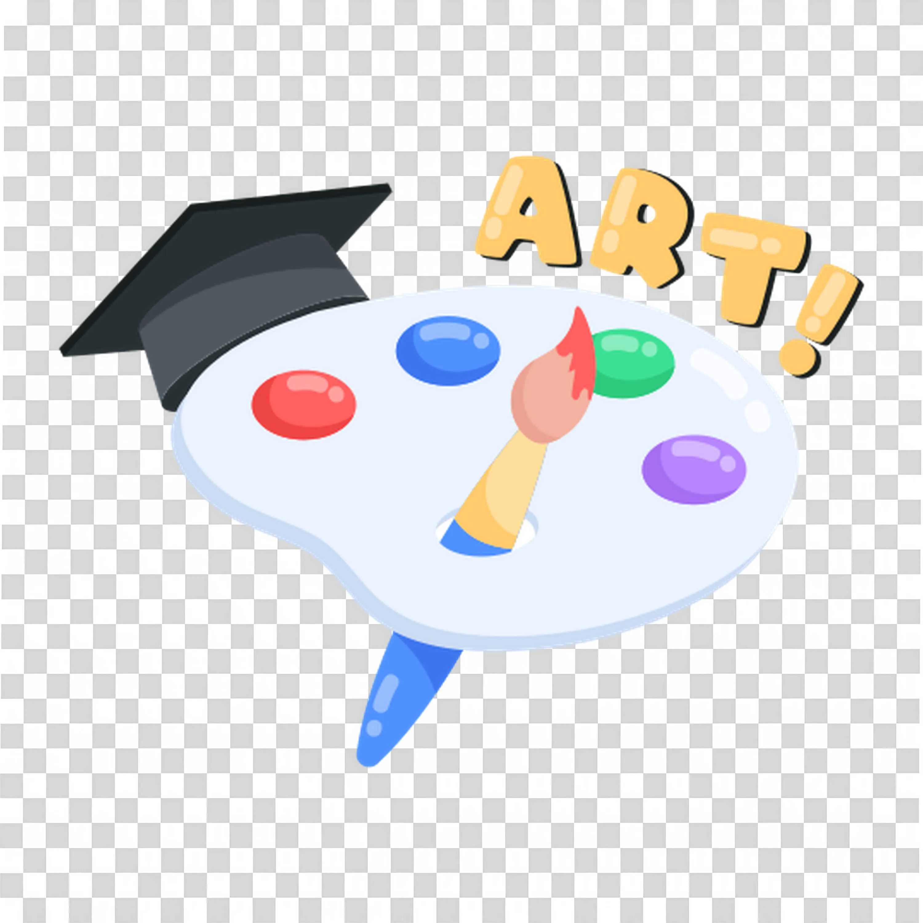Colourful Art Palette with Graduation Cap and Bold Letters