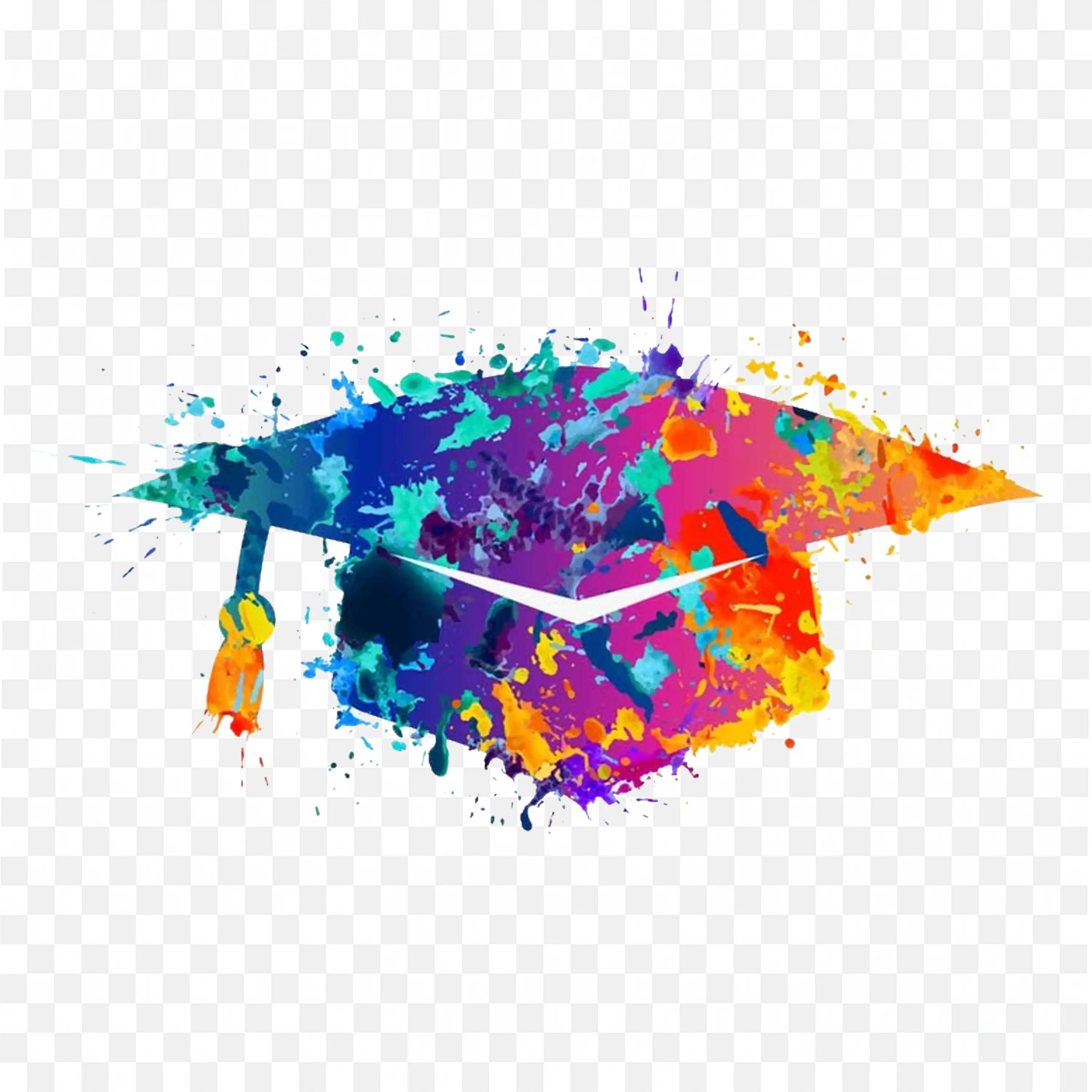 Colourful Artistic Graduation Cap PNG for Free Download