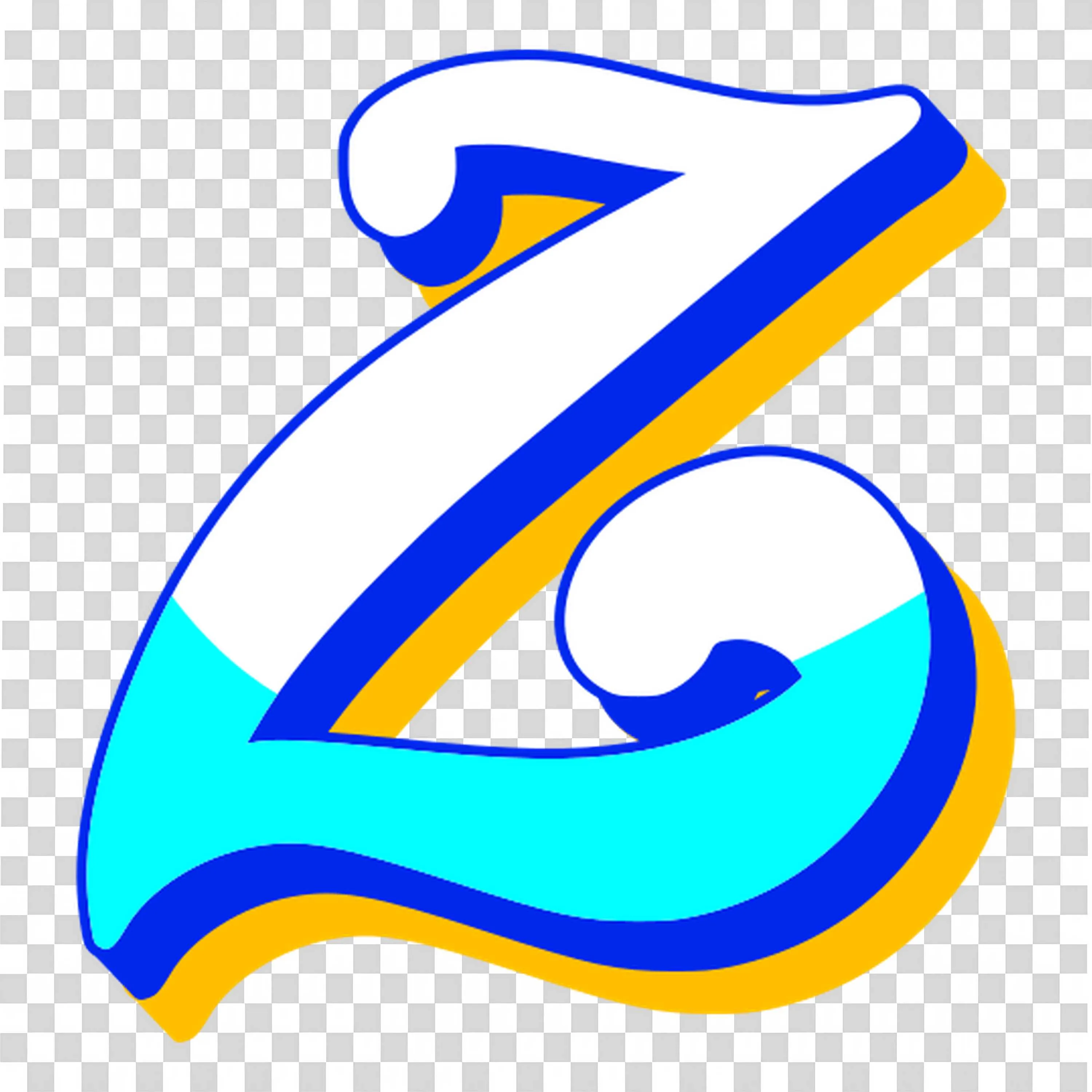 Colourful Artistic Letter Z with Blue and Yellow Details