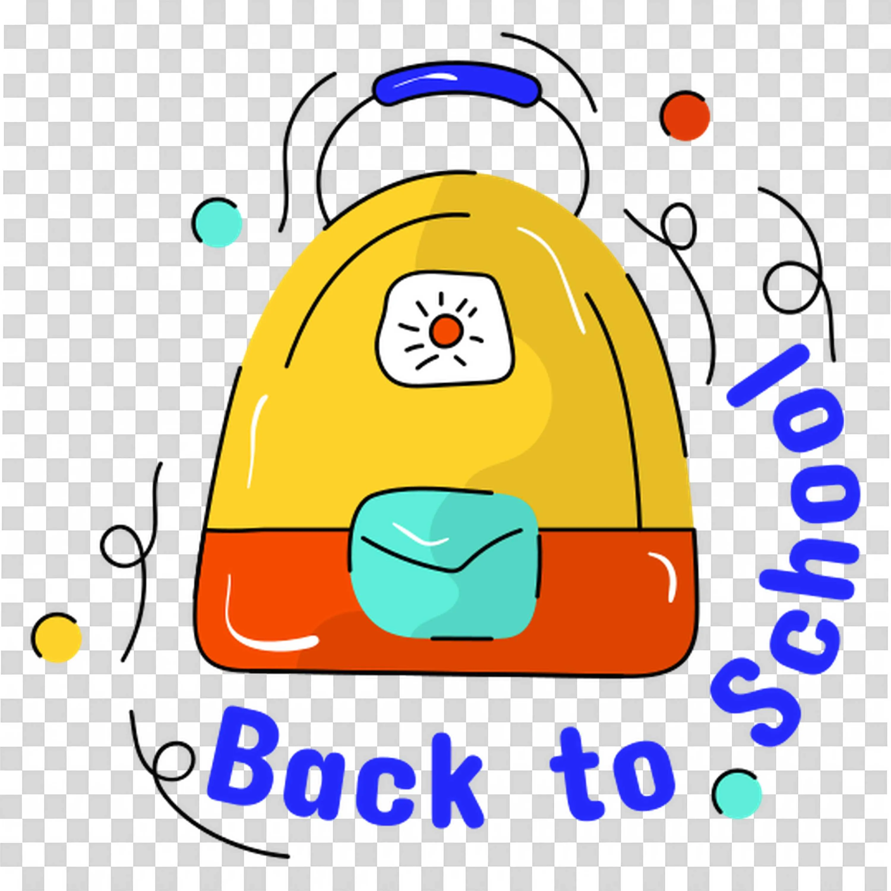 Colourful Backpack with Back to School Text Design PNG Image