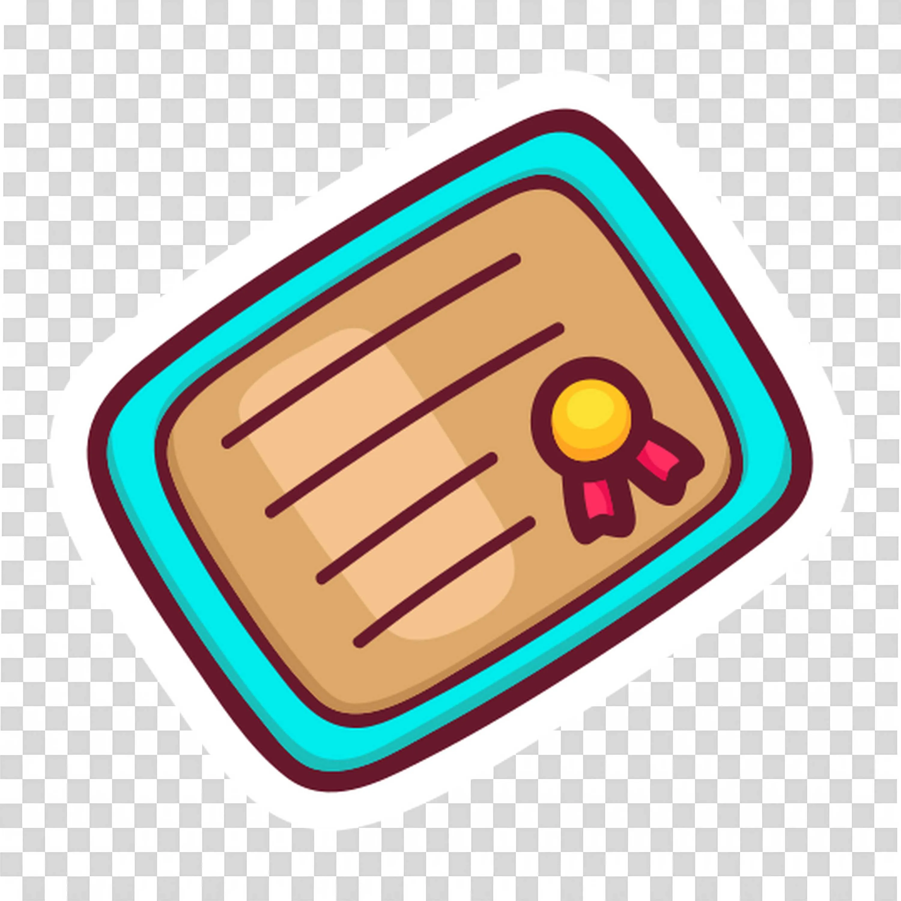 Colourful Certificate Icon with Ribbon Badge Free PNG Image
