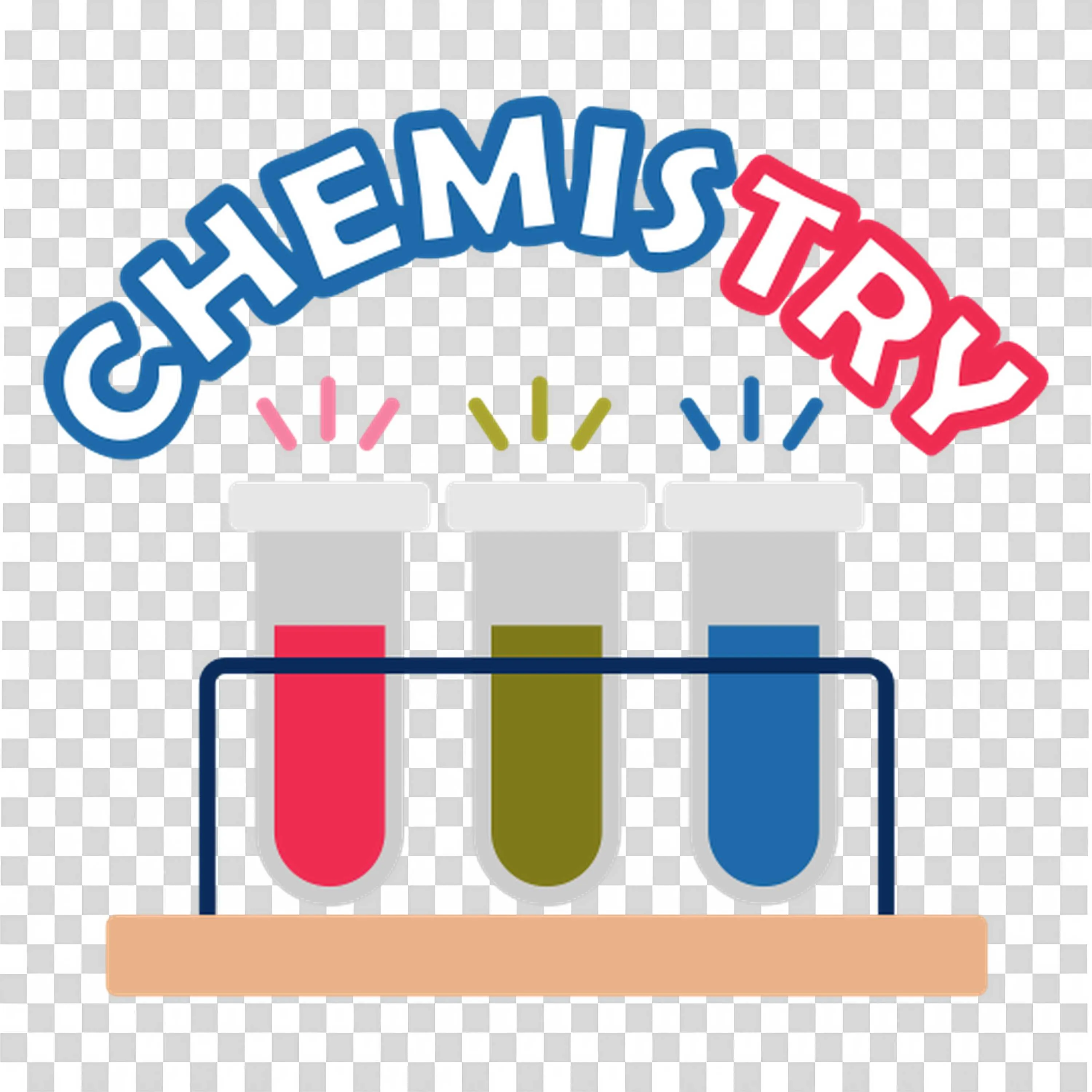 Colourful Chemistry Test Tubes with the Word Chemistry Above