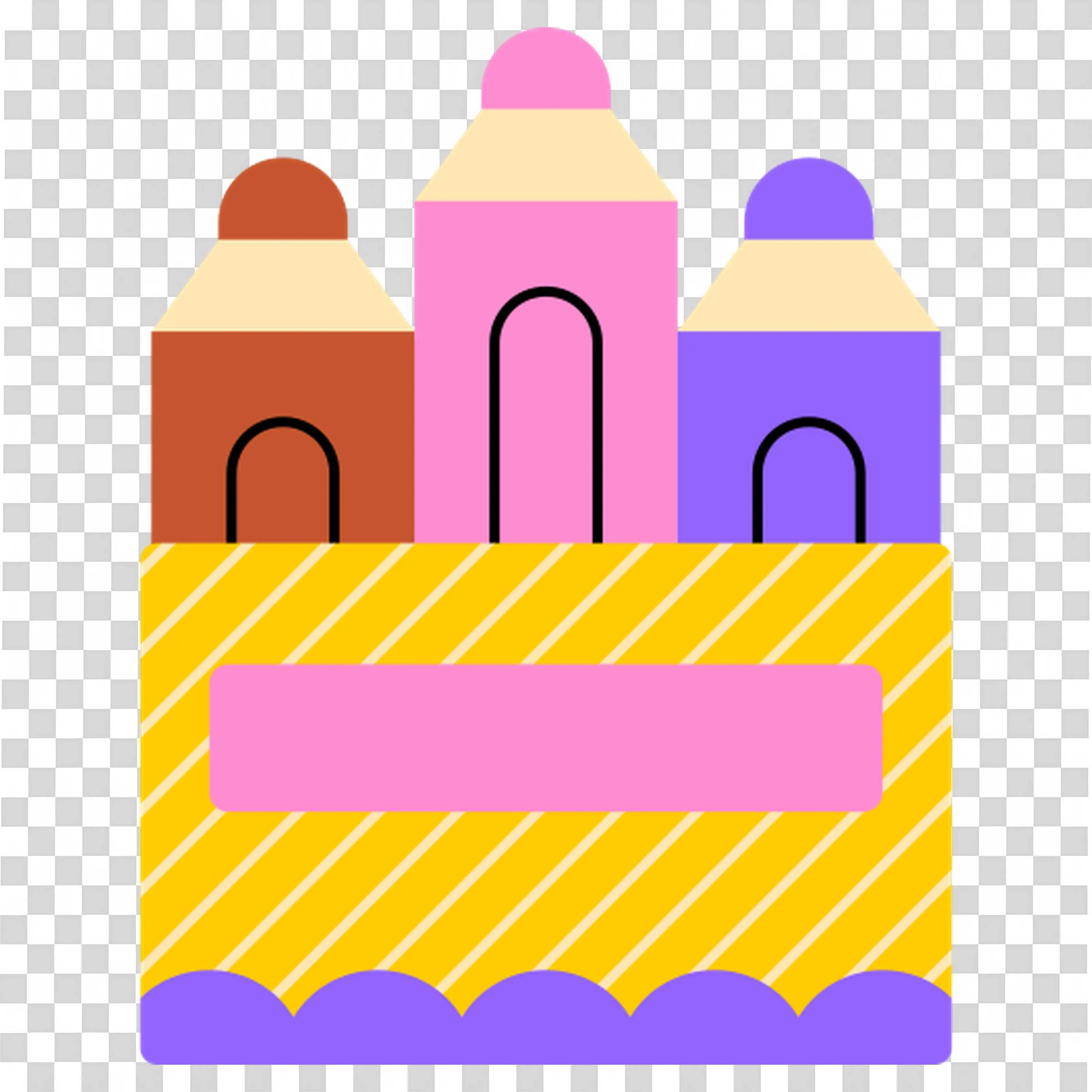 Colourful Crayon Box with Three Large Crayons Clipart Png