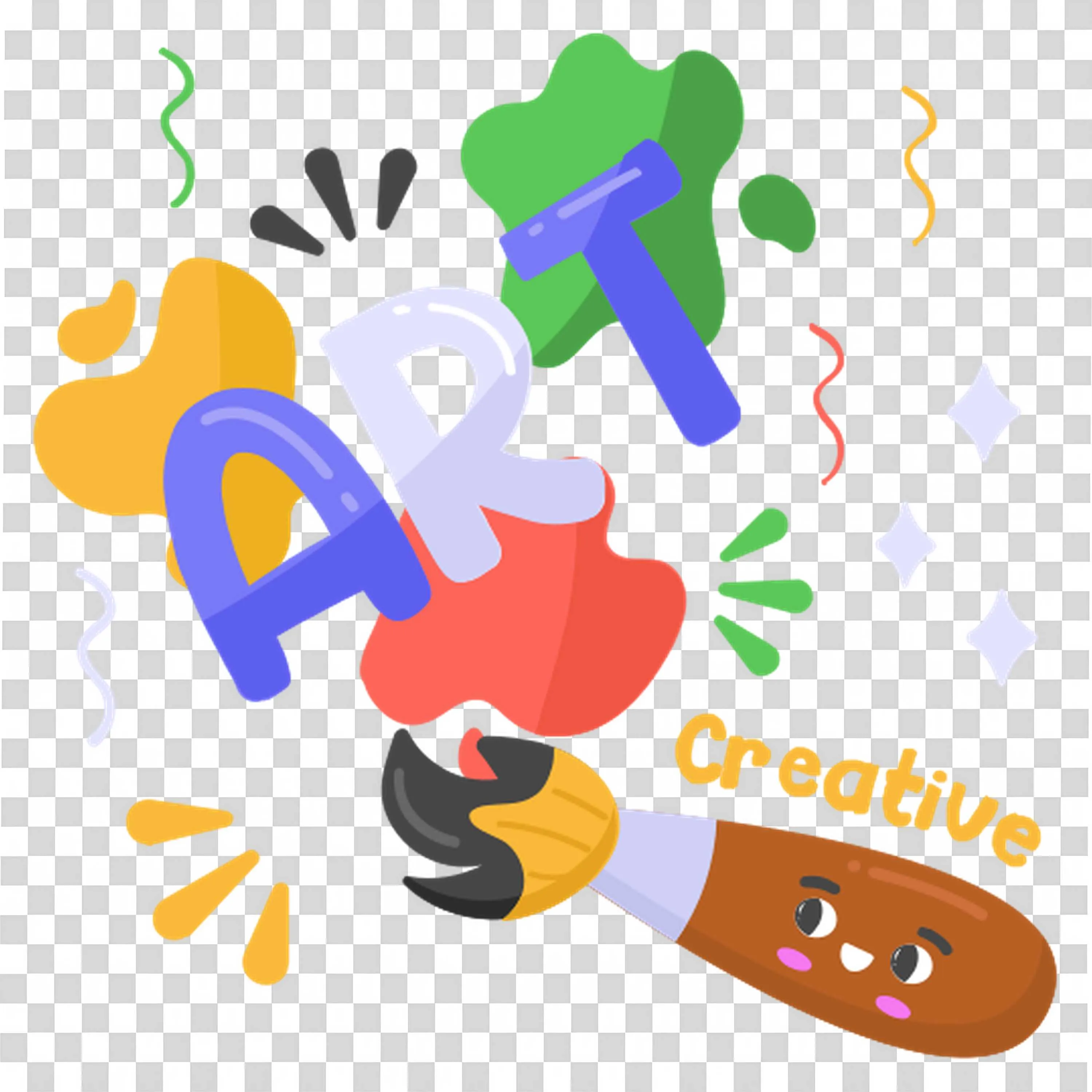 Colourful Creative Art Brush and Palette with Word Art Design