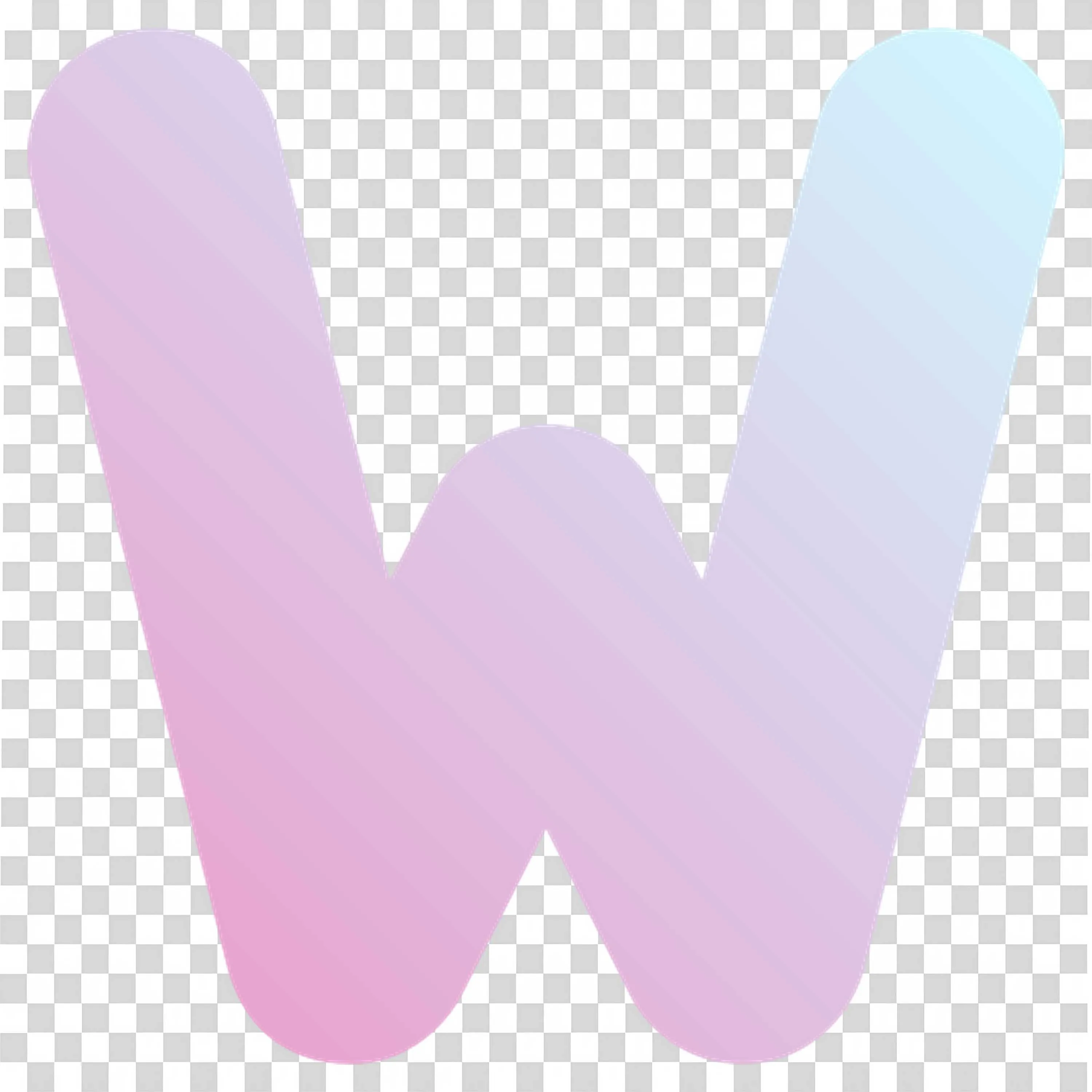 Colourful Gradient Letter W on a Transparent Background