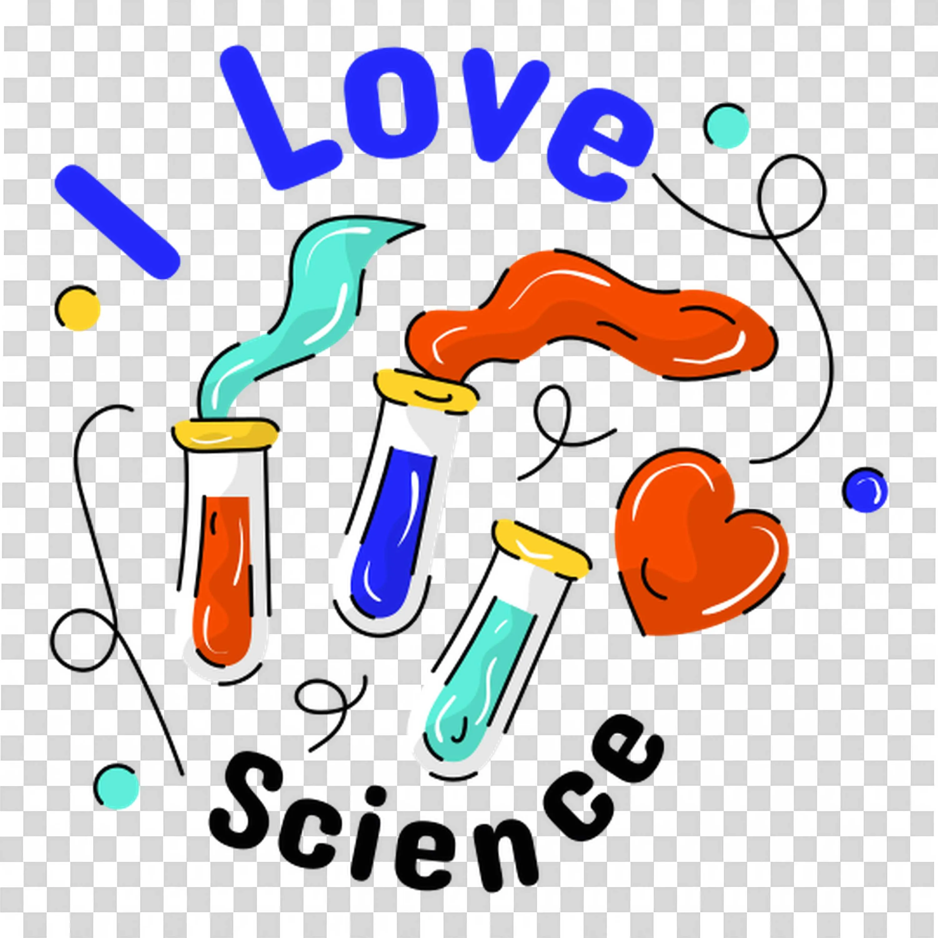 Colourful I Love Science Test Tubes Illustration Design Png