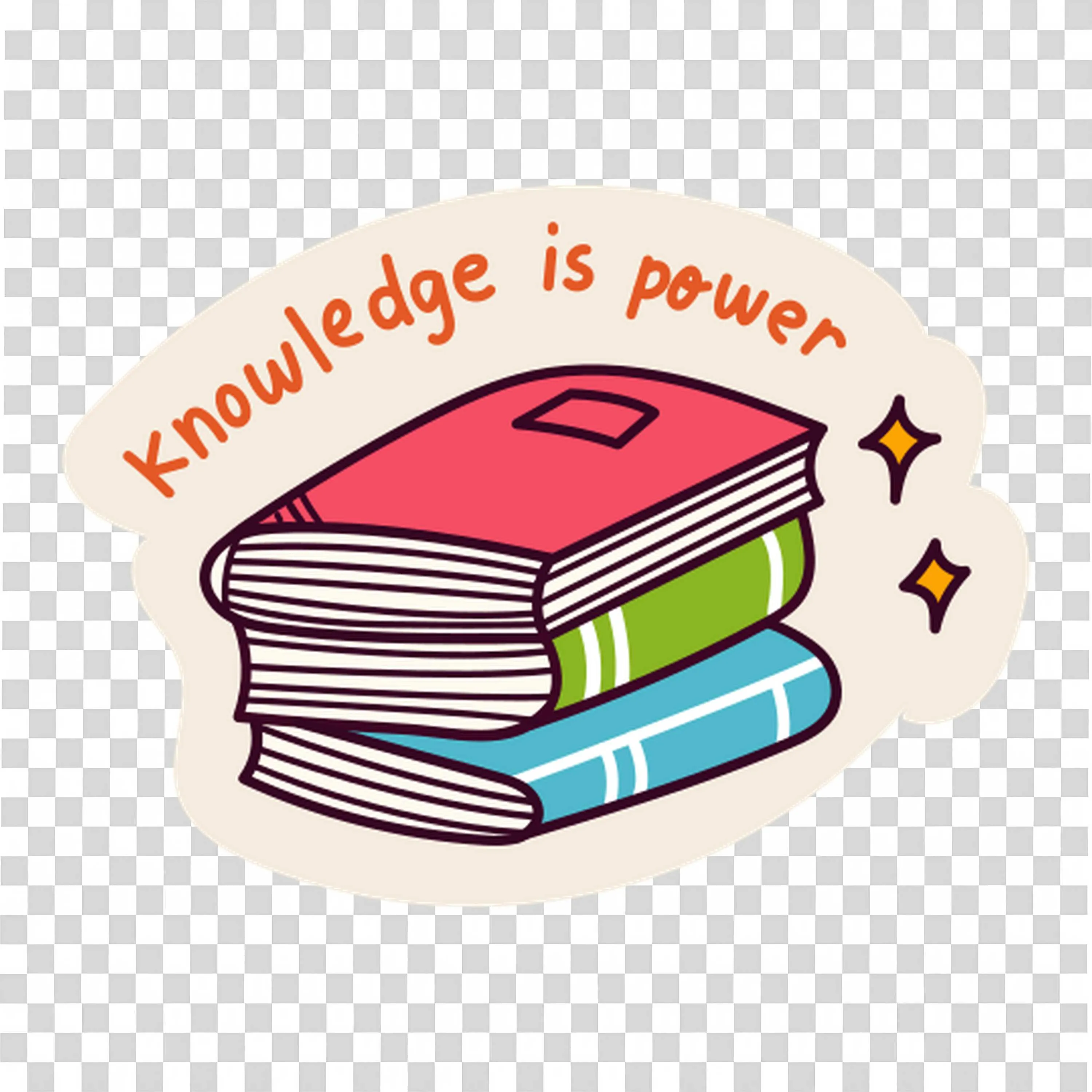 Colourful Knowledge Is Power Books Illustration Sticker