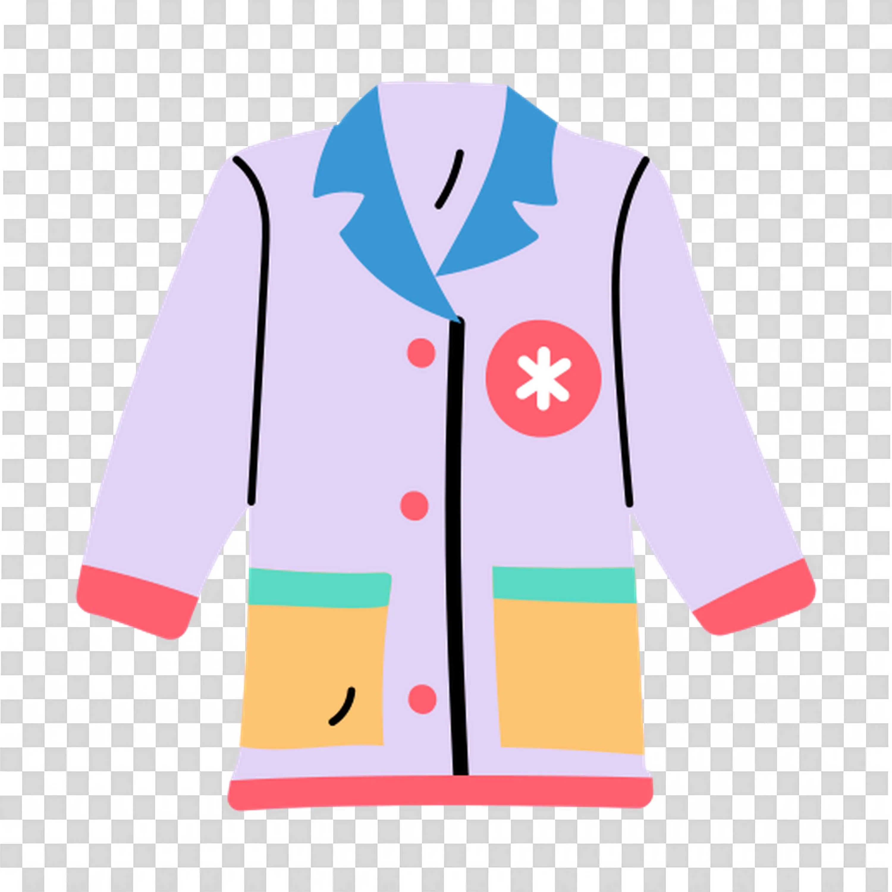 Colourful Lab Coat with Buttons and Pockets Illustration