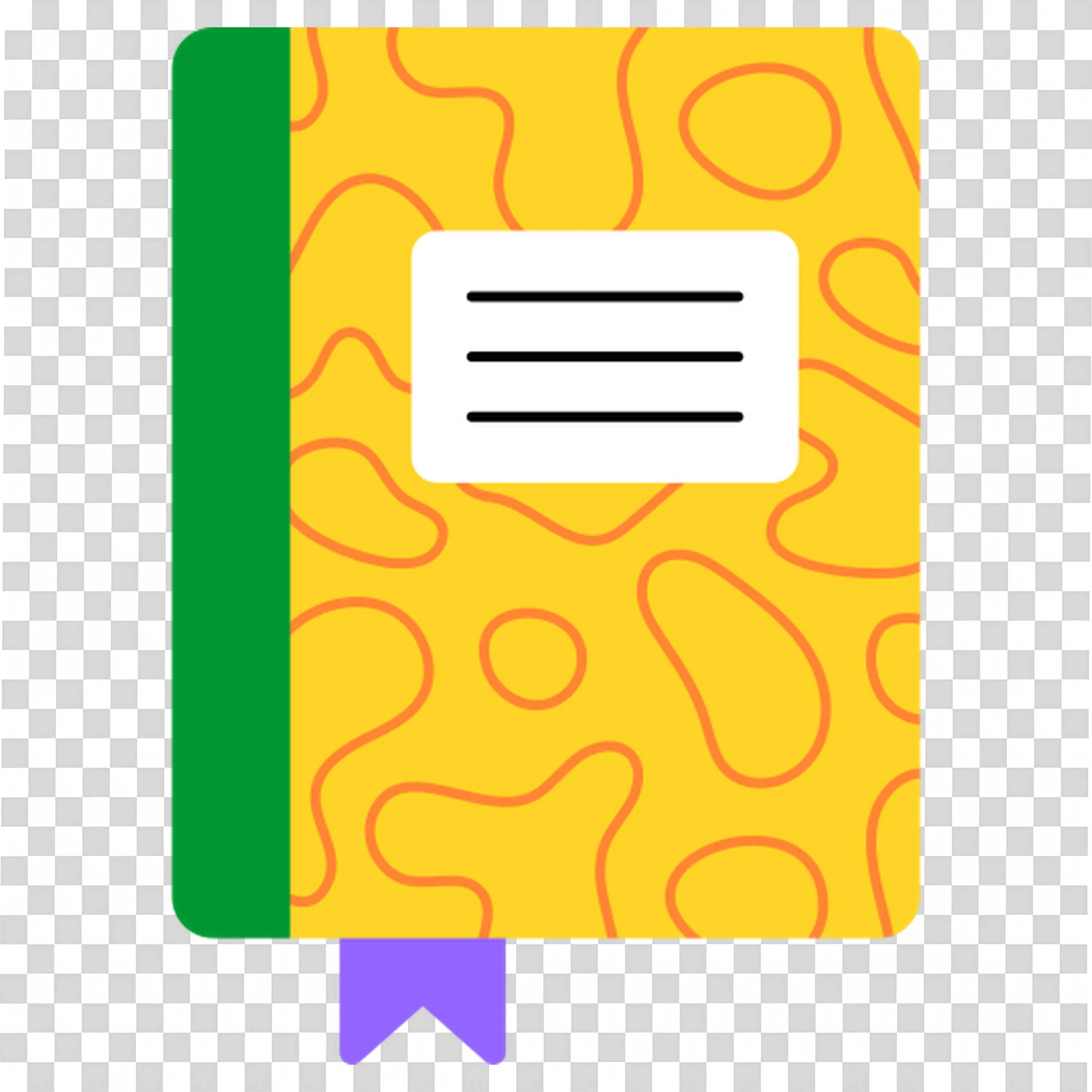Colourful Notebook with Abstract Yellow Cover Design Png