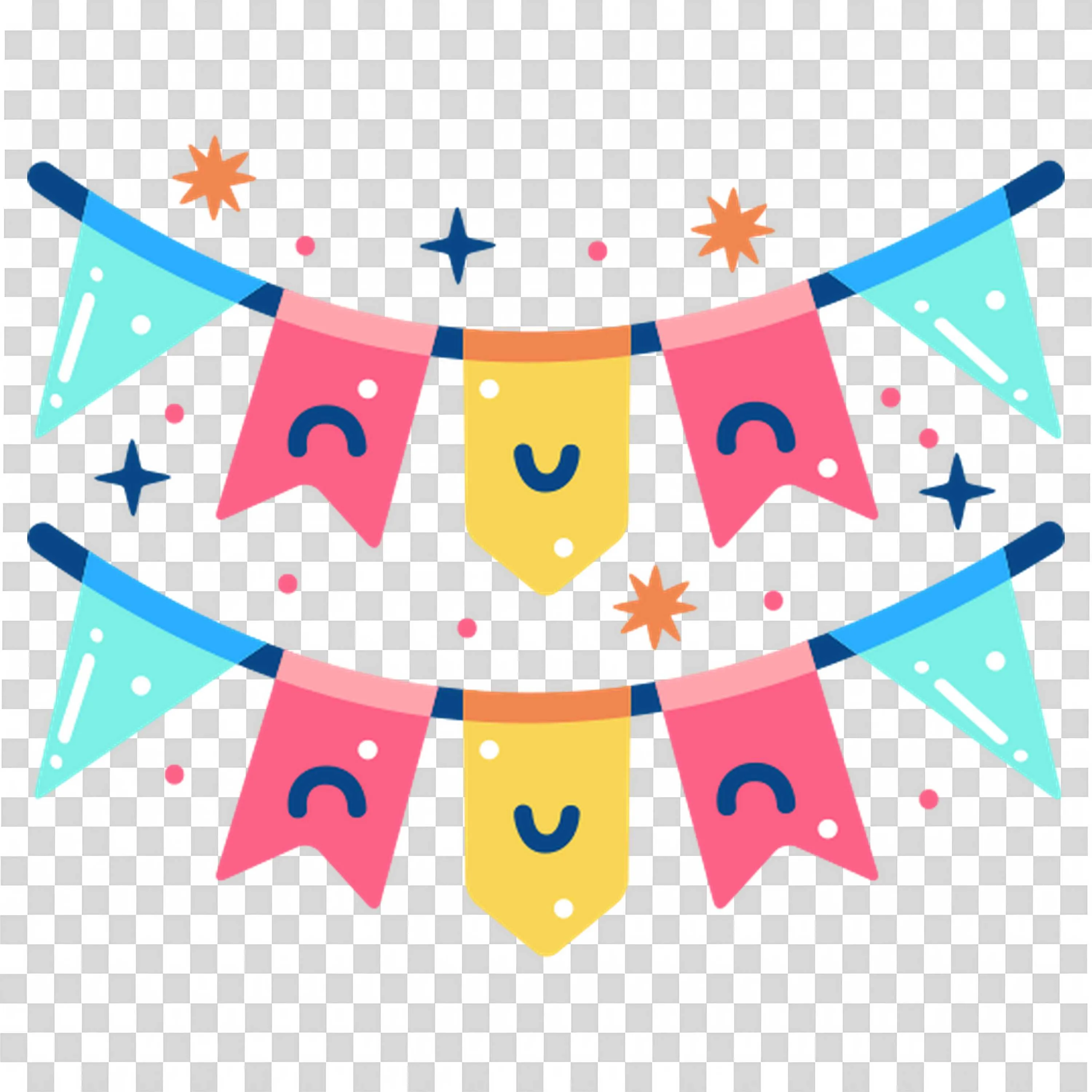 Colourful Party Bunting Flags with Confetti and Sparkle Art