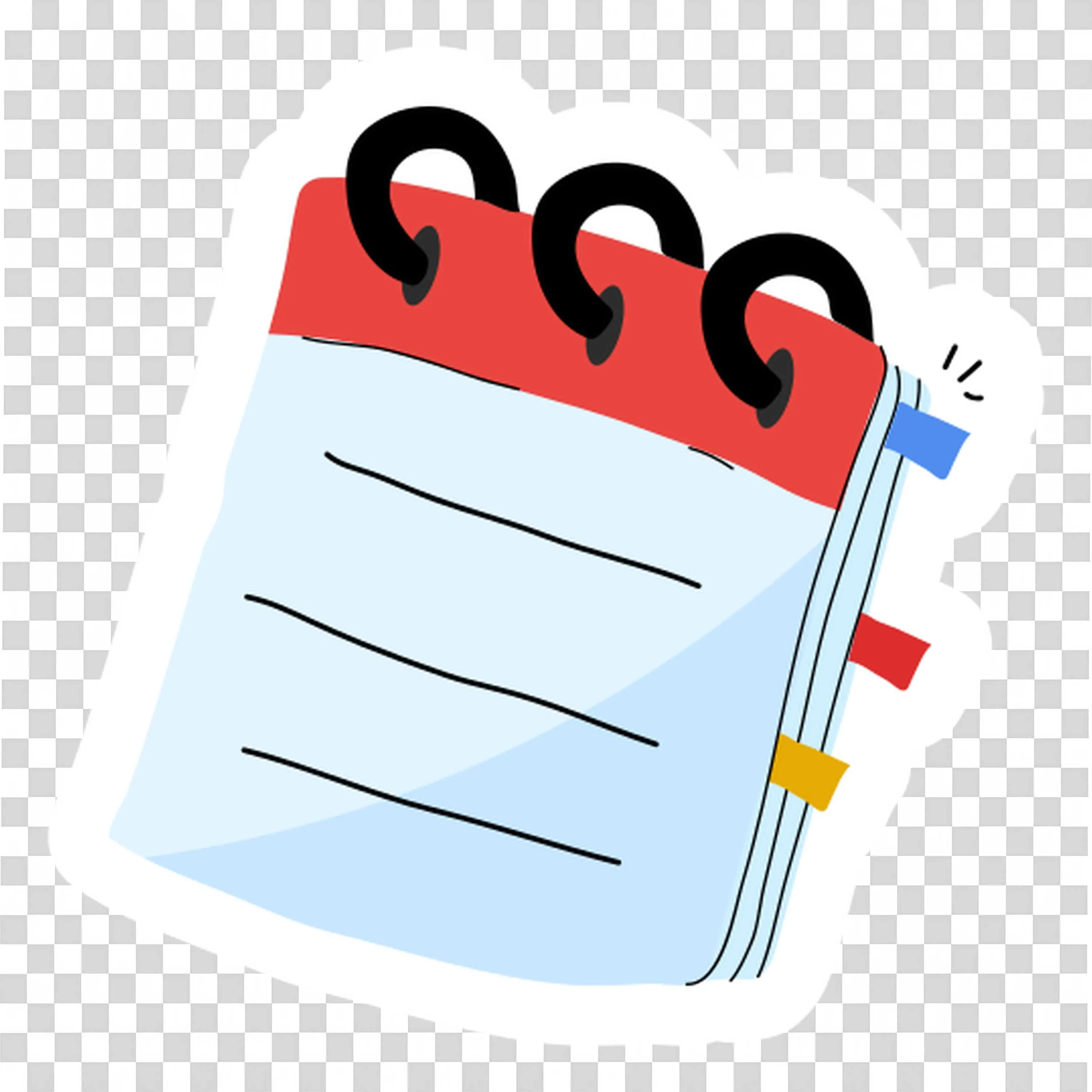 Colourful Spiral Notebook Icon with Text and Bookmarks Png