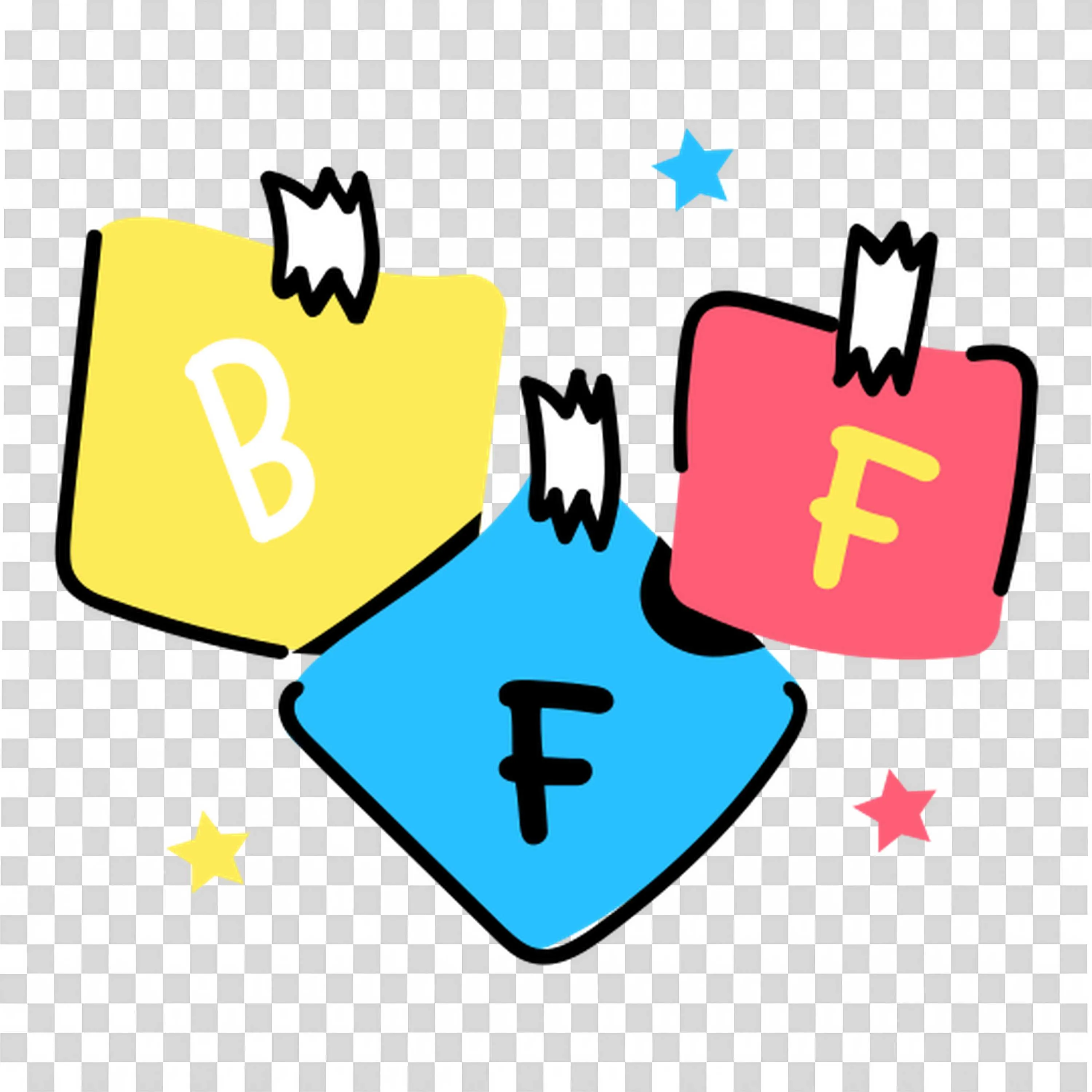 Colourful Sticky Notes Showing Bff with Stars Around Them