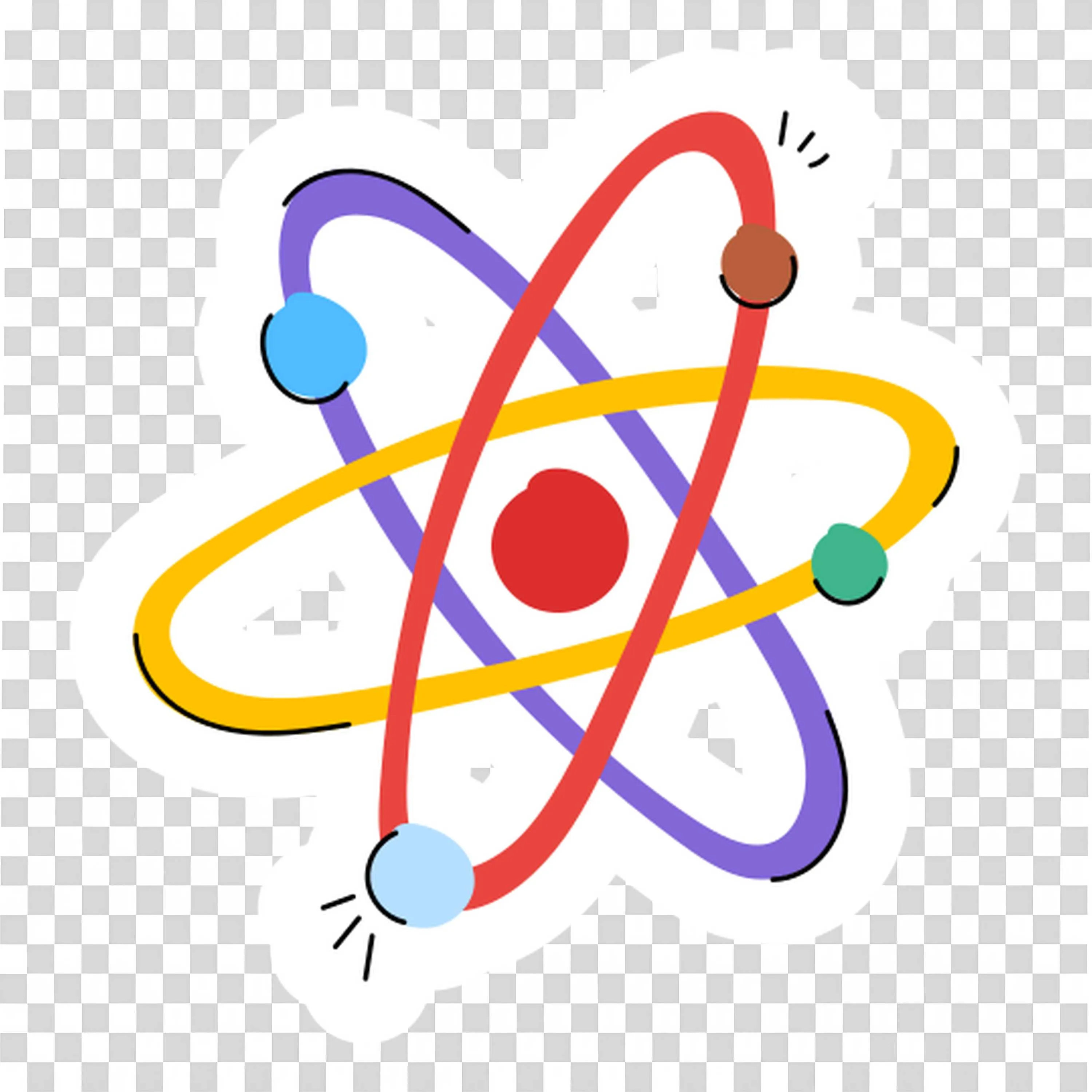 Colourful Stylized Representation Of An Atom Free PNG Image