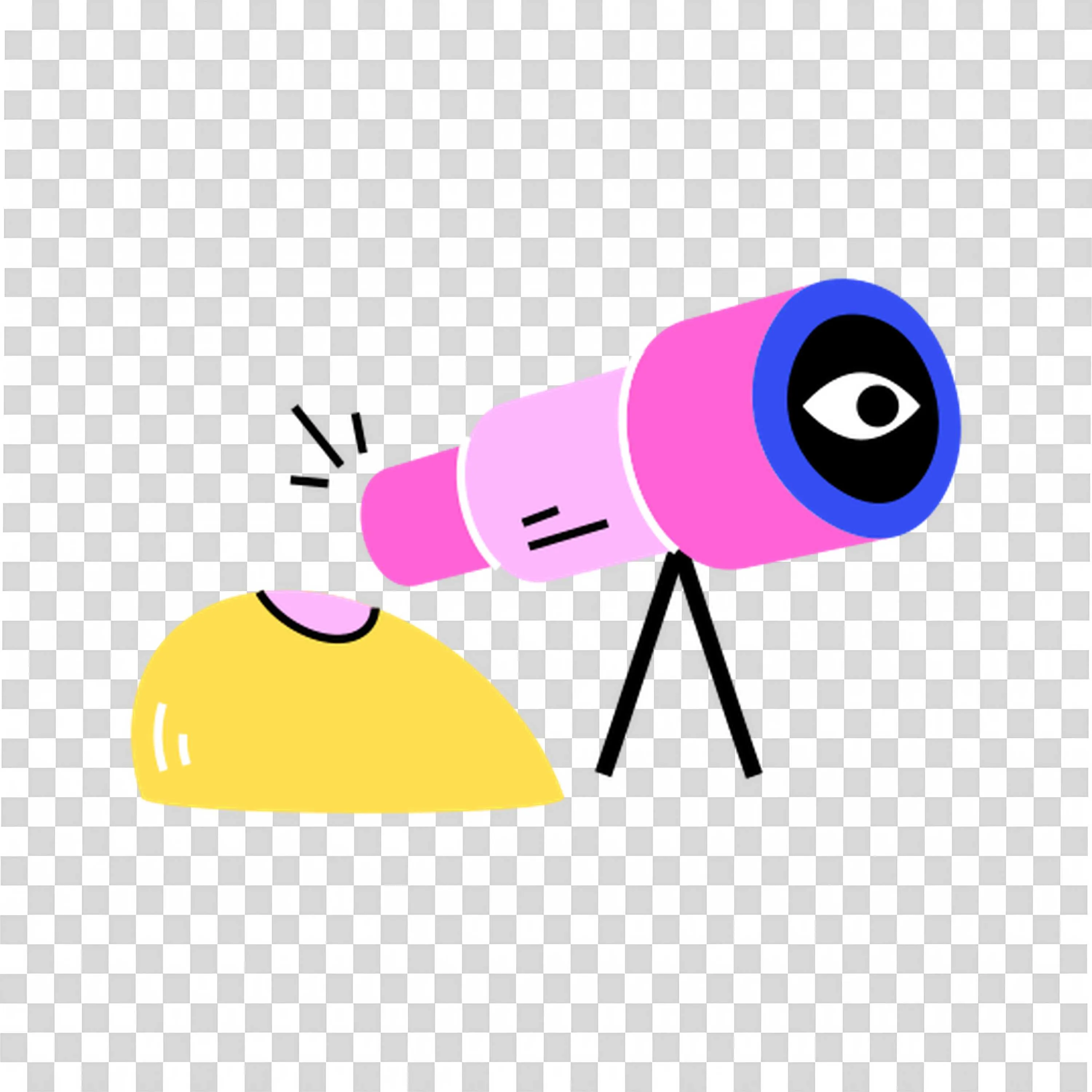 Colourful Telescope with An Eye Inside Design Free PNG Image