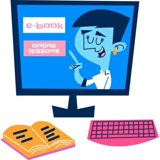 Computer screen showing online education and learning