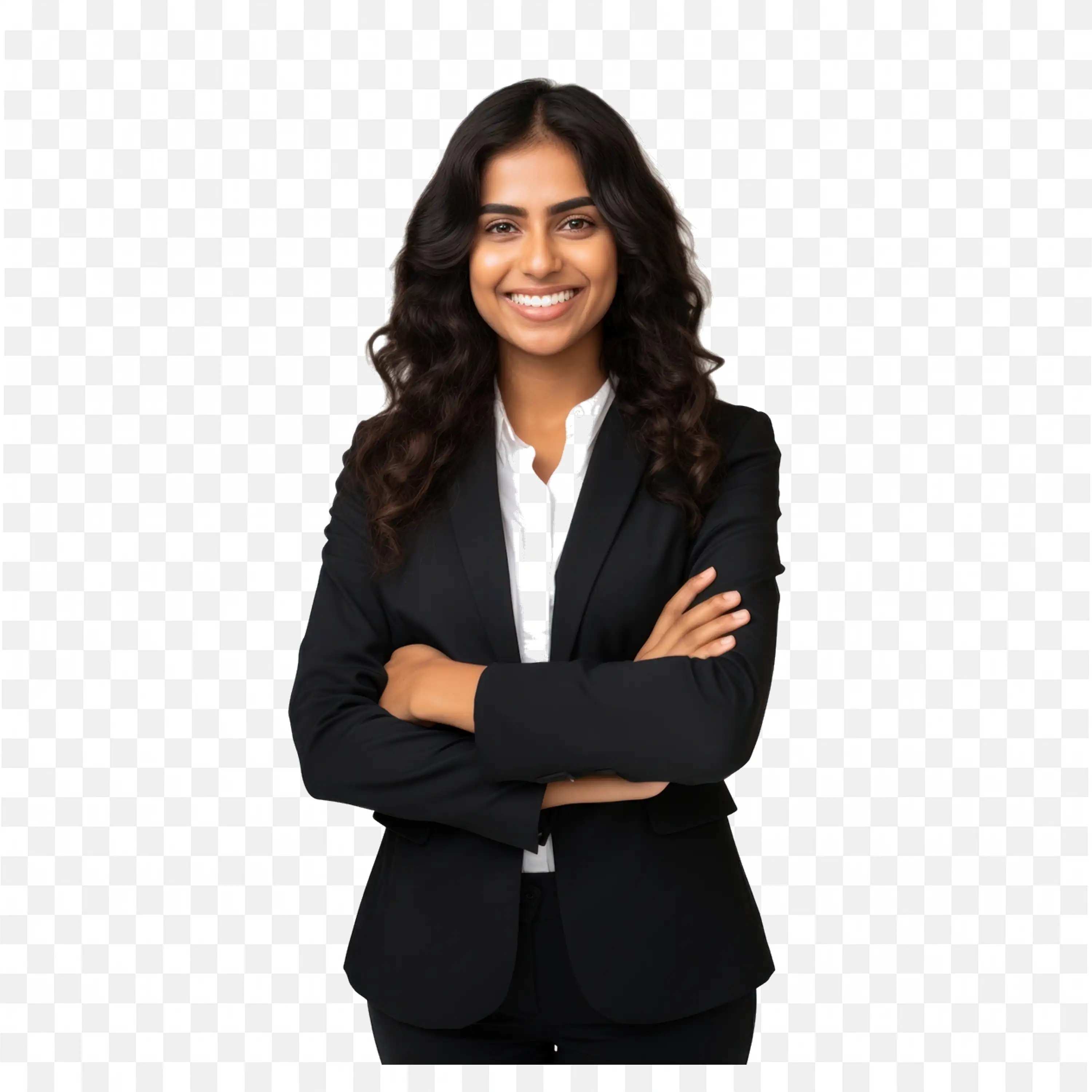 Confident Businesswoman in a Professional Outfit PNG Image