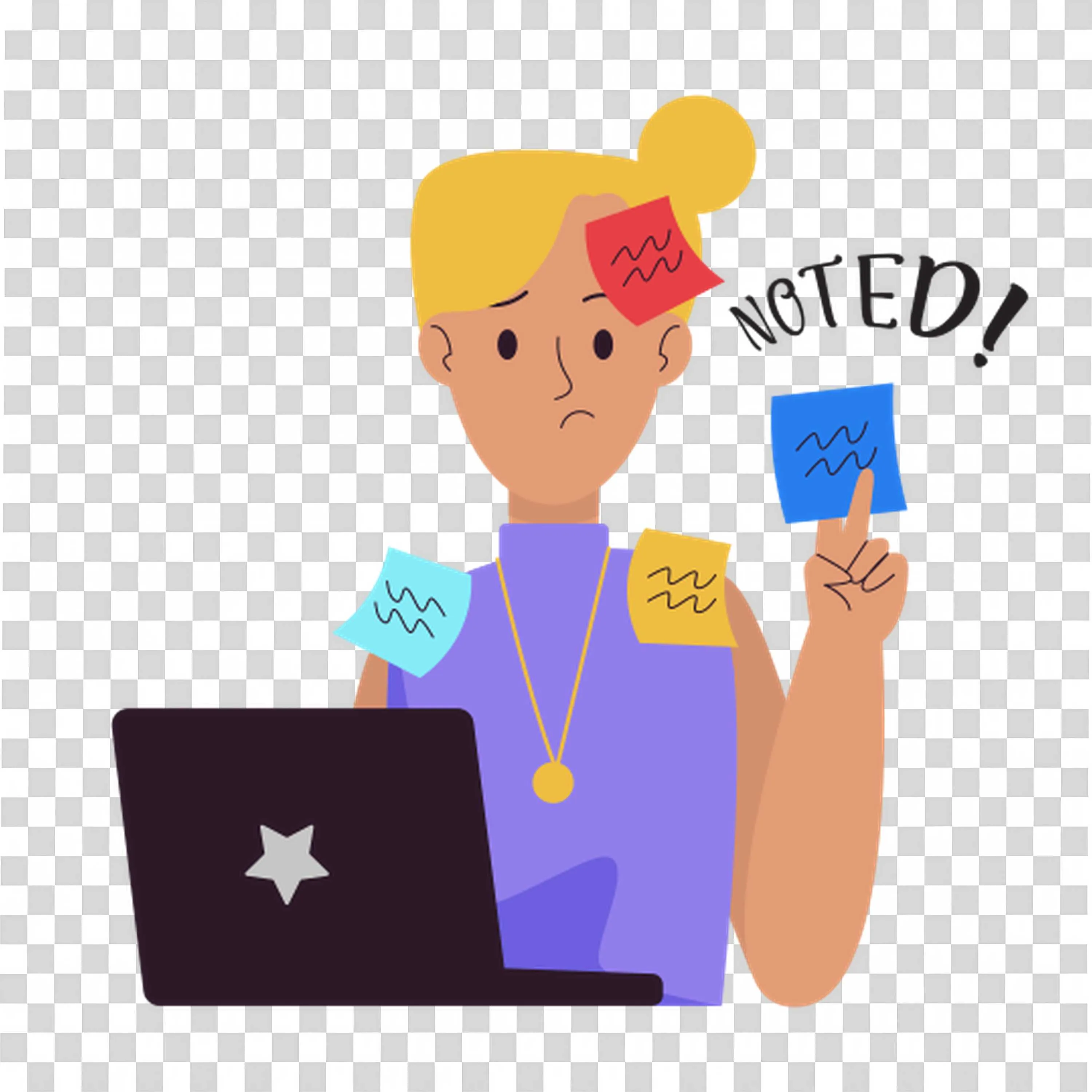 Confused Boy with Sticky Notes on His Body with Noted Text