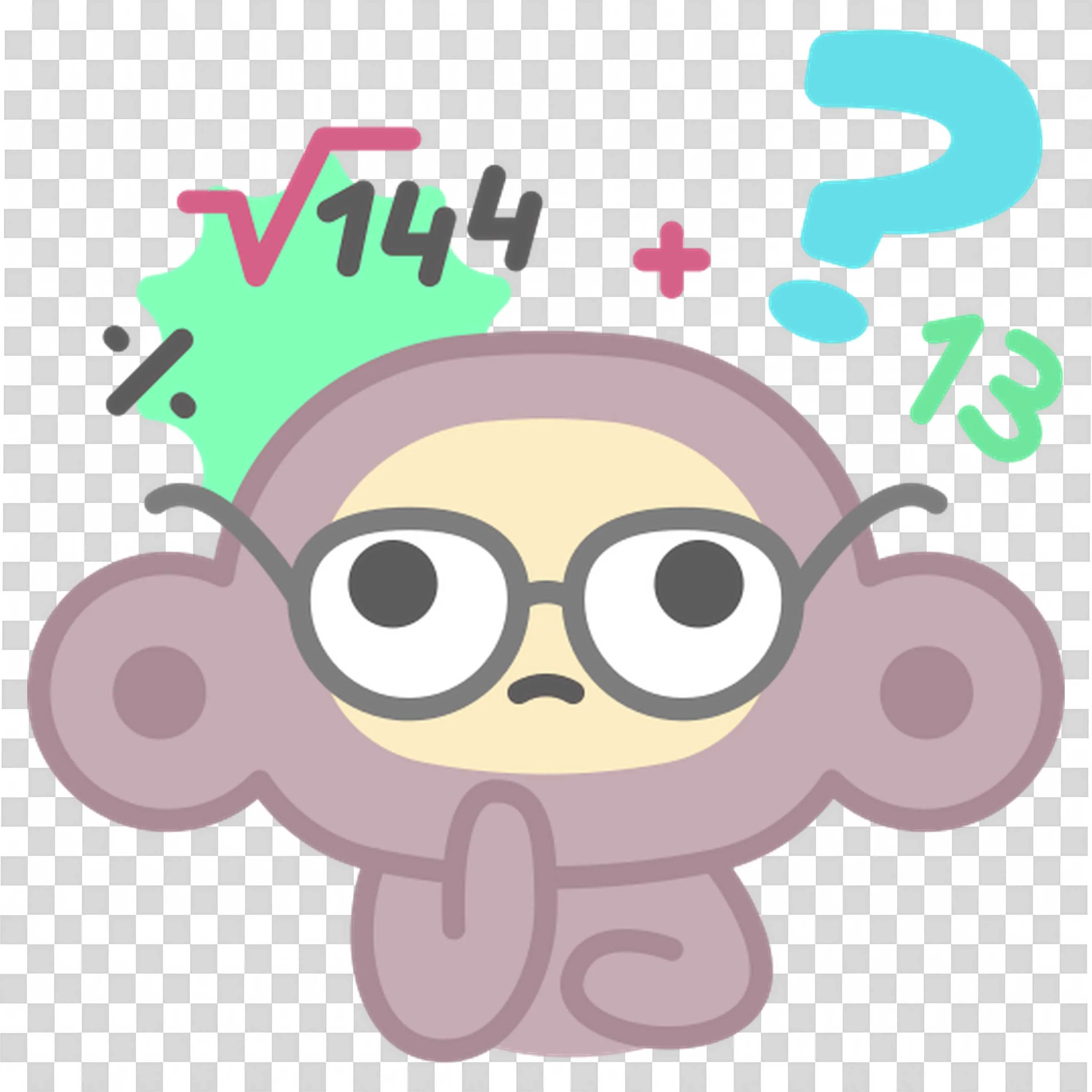 Confused Cartoon Monkey with Math Symbols Illustration Png