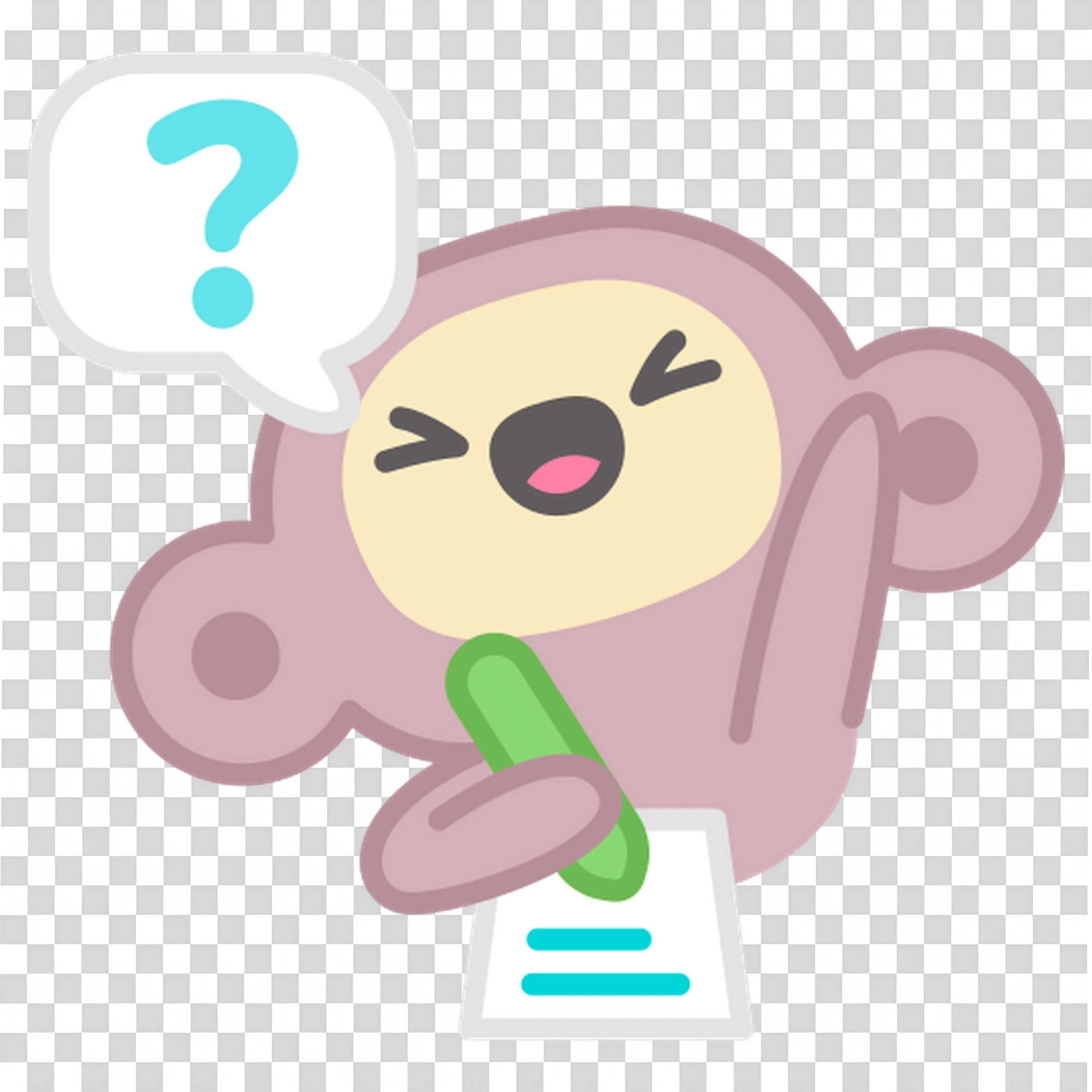 Confused Monkey Asking Question While Writing on Paper Png
