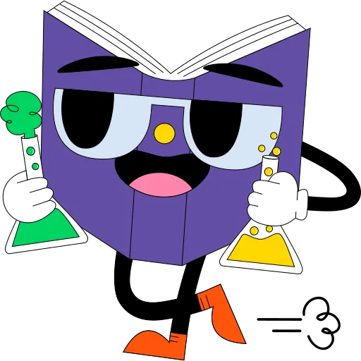 Cool book character showing excitement for learning