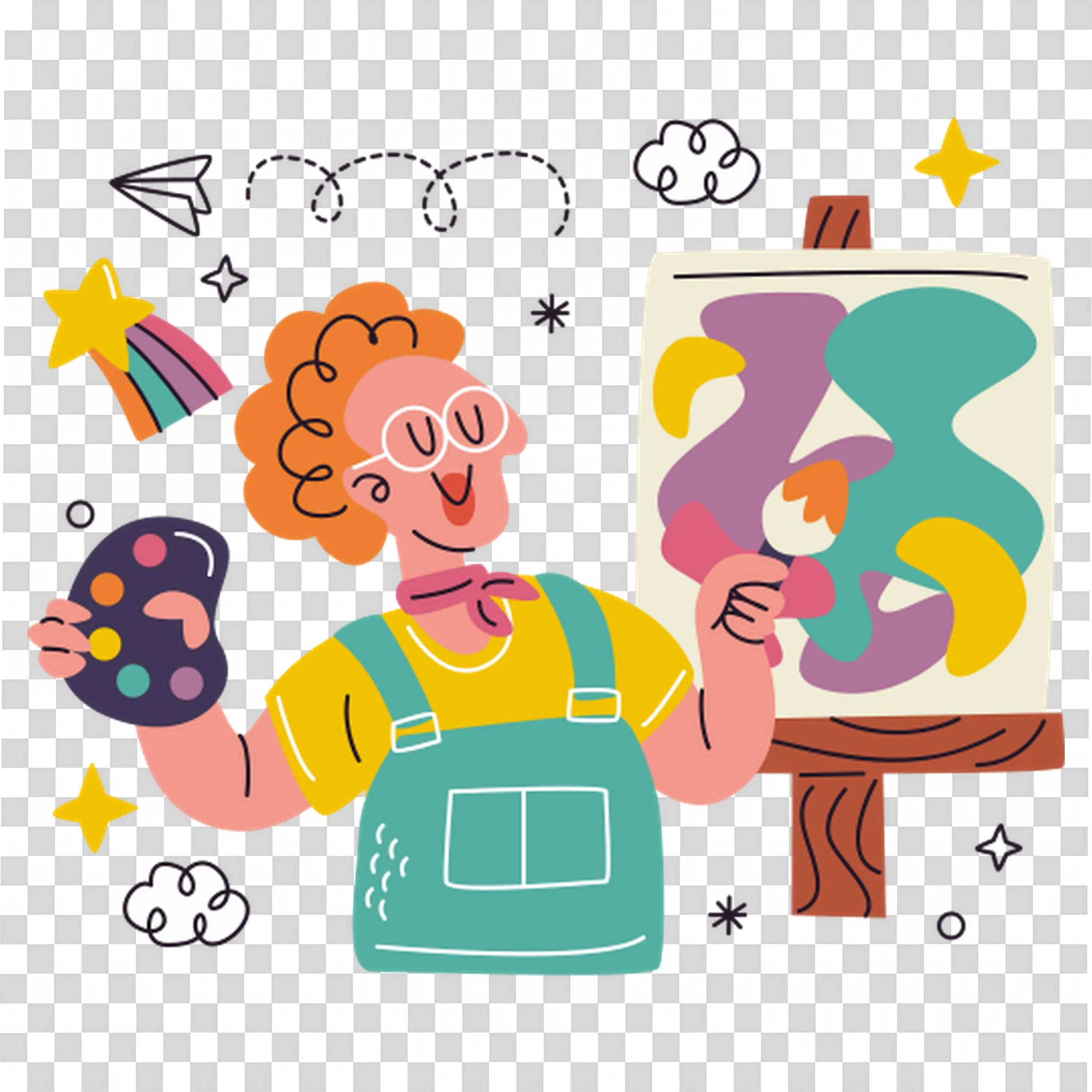 Creative Artist Painting Colourful Abstract Art with Joy