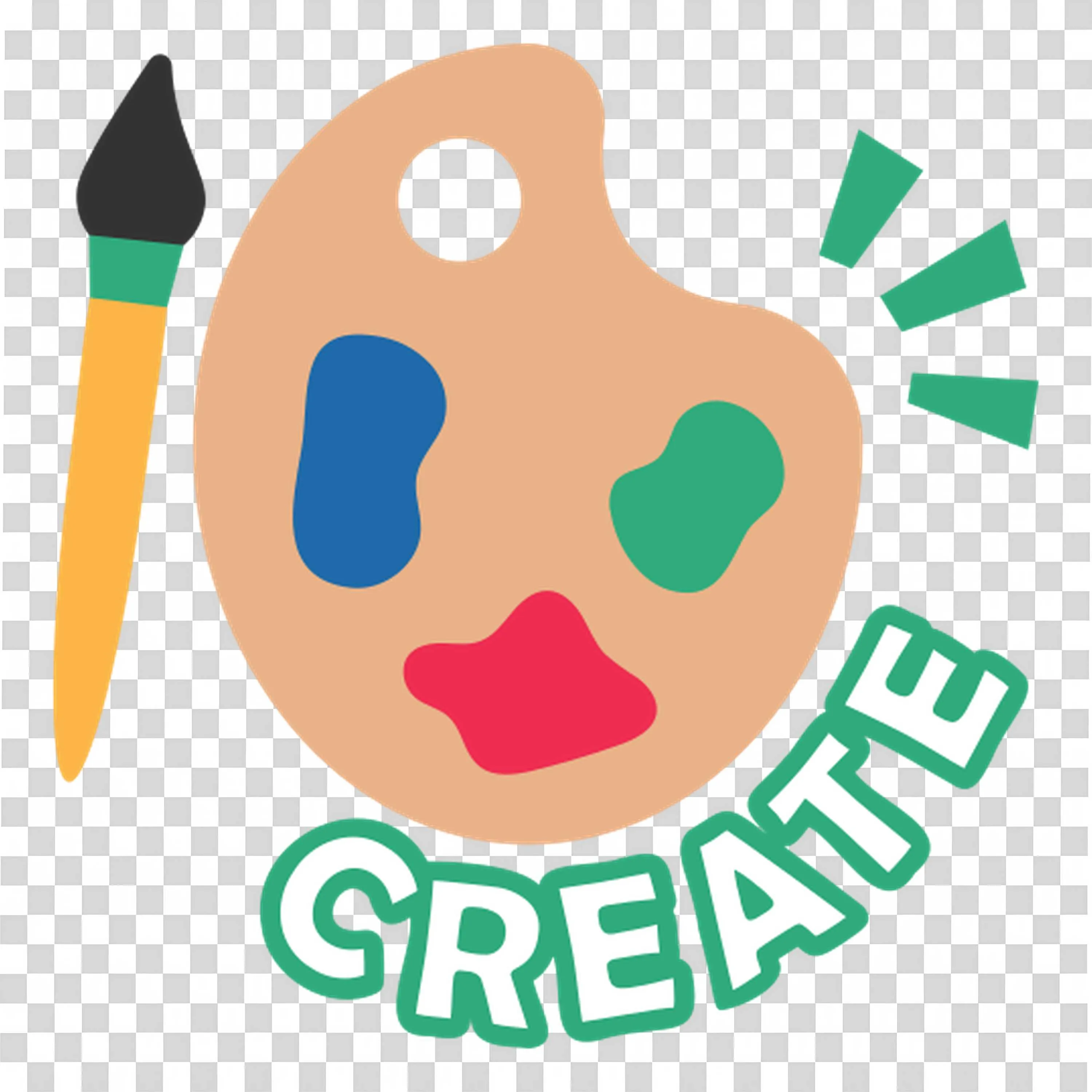 Creative Artist Palette and Paintbrush with the Word Create
