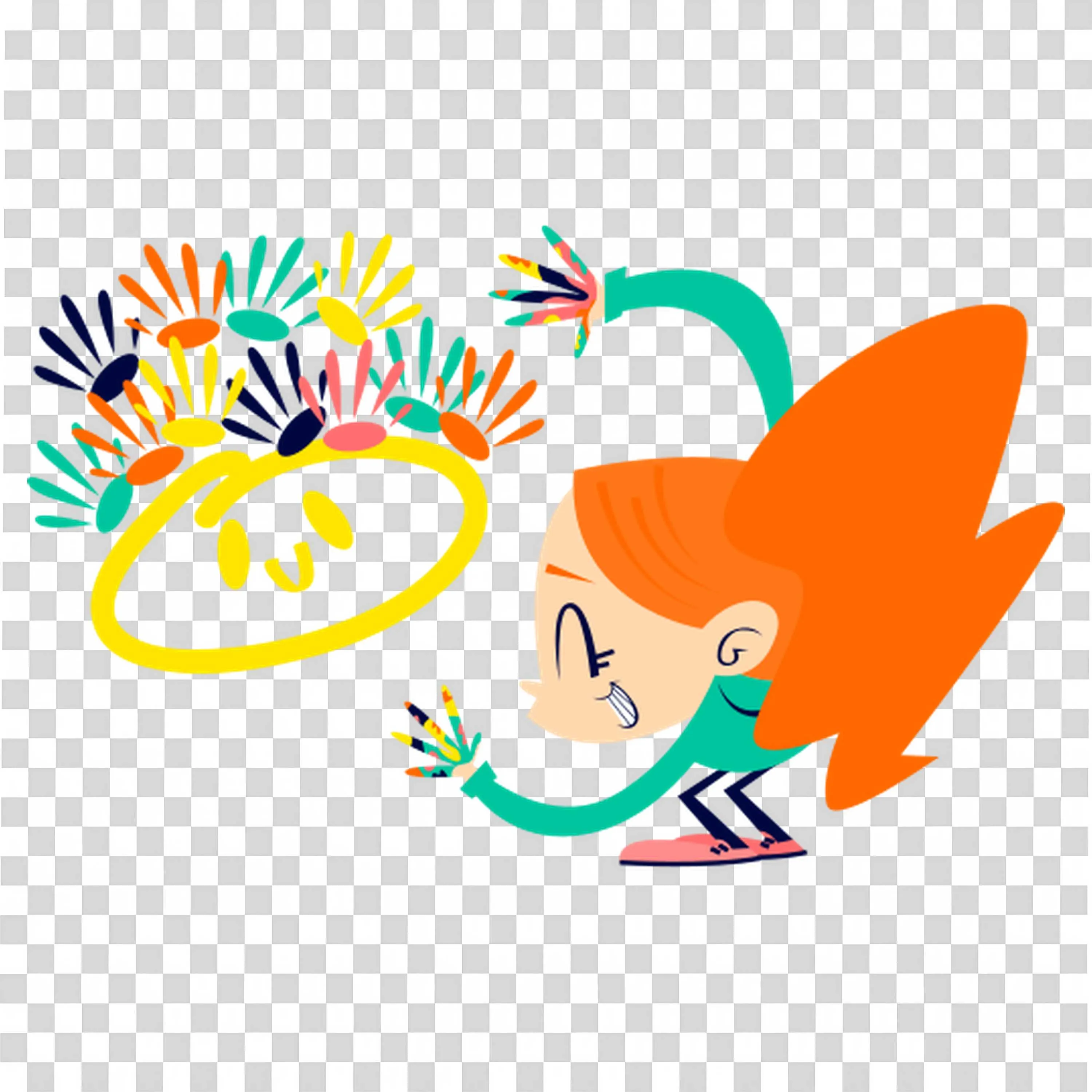 Creative Girl Drawing Colourful Magic Hands with Smiley Face