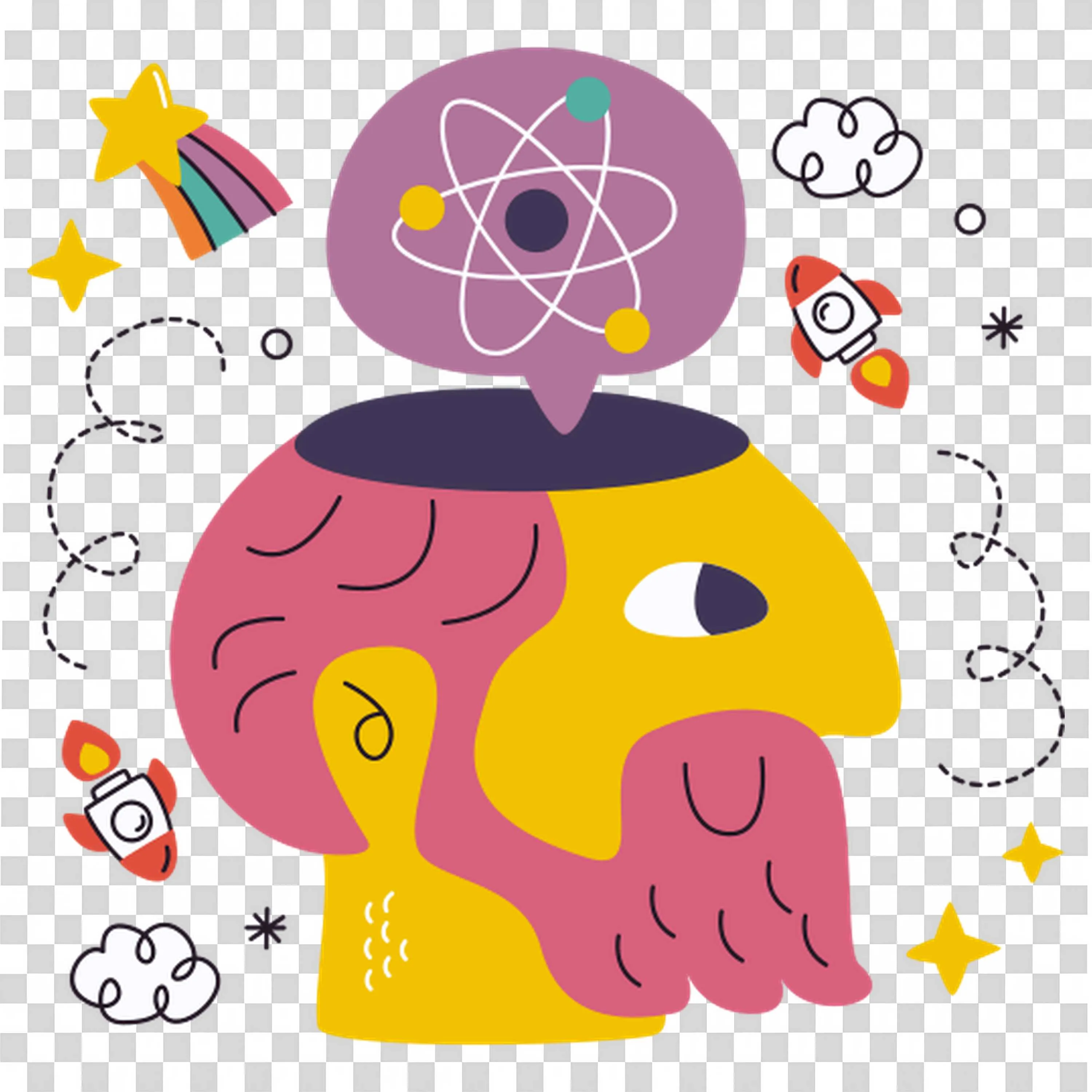 Creative Mind with Science and Space Exploration Ideas Png
