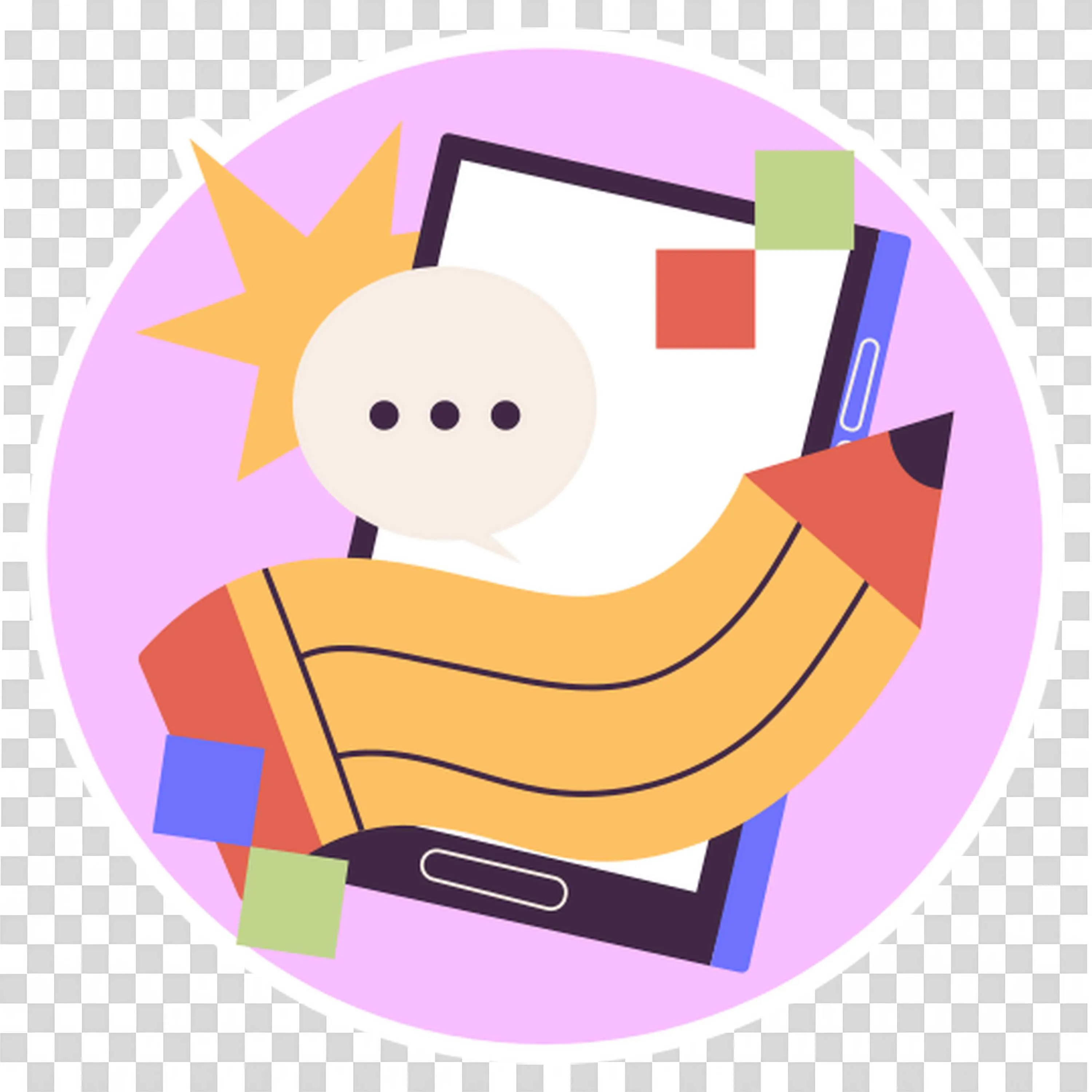 Creative Writing Tools with Pencil and Phone Illustration