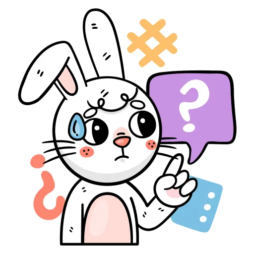 Curious Bunny Holding Question Mark in Speech Bubble