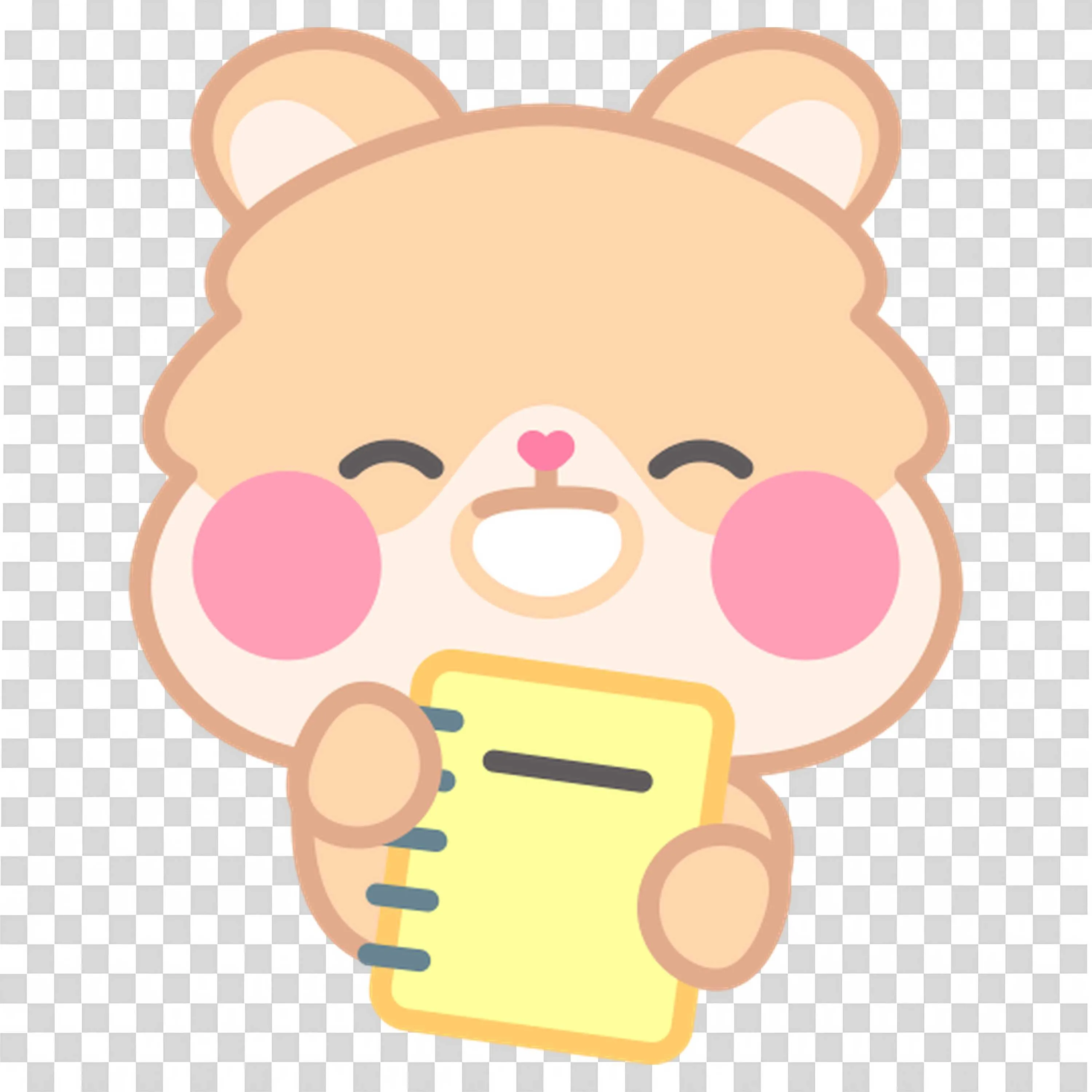 Cute Bear Holding a Notepad and Smiling Cheerfully Free Png