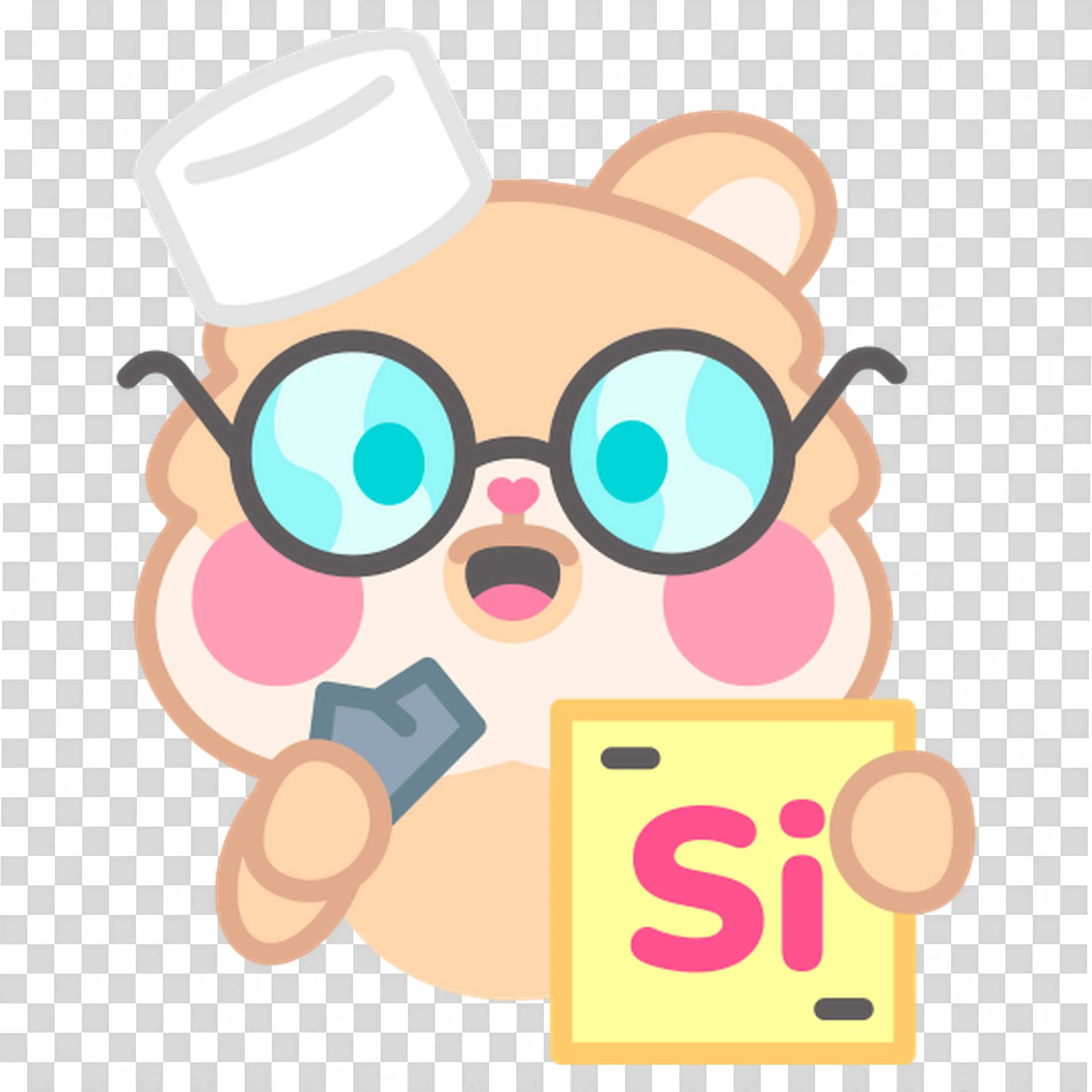 Cute Bear Holding a Silicon Element for Science Learning