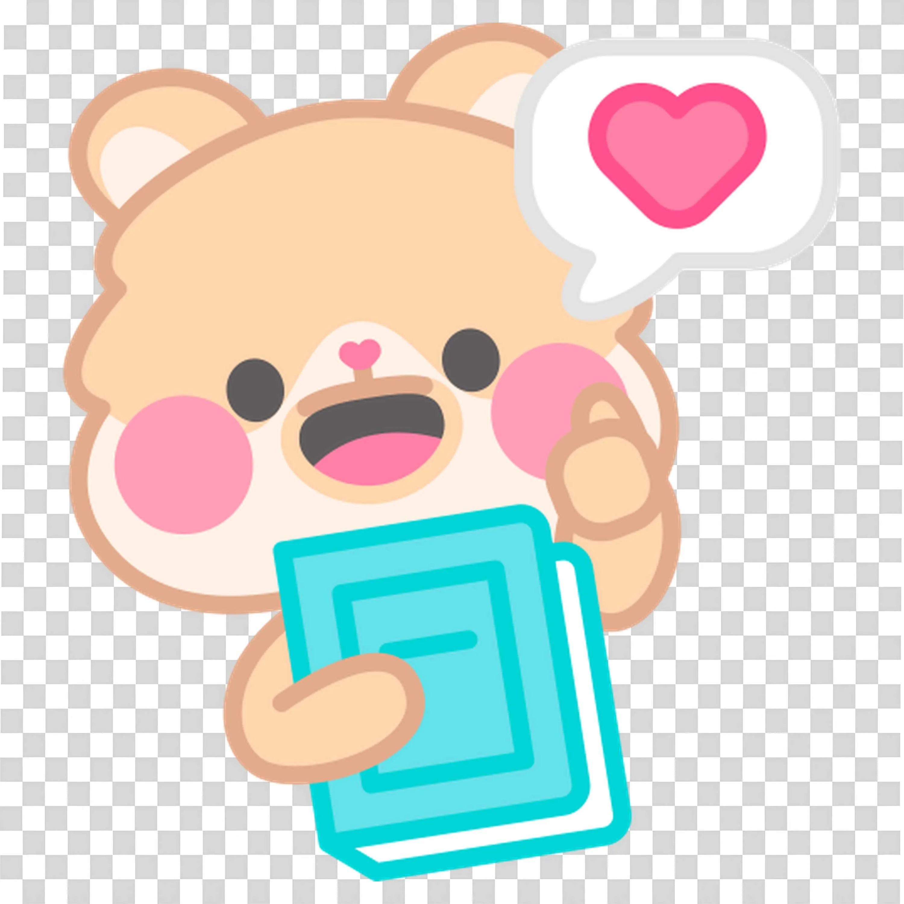 Cute Bear Holding Book Sharing Love in Speech Bubble Design