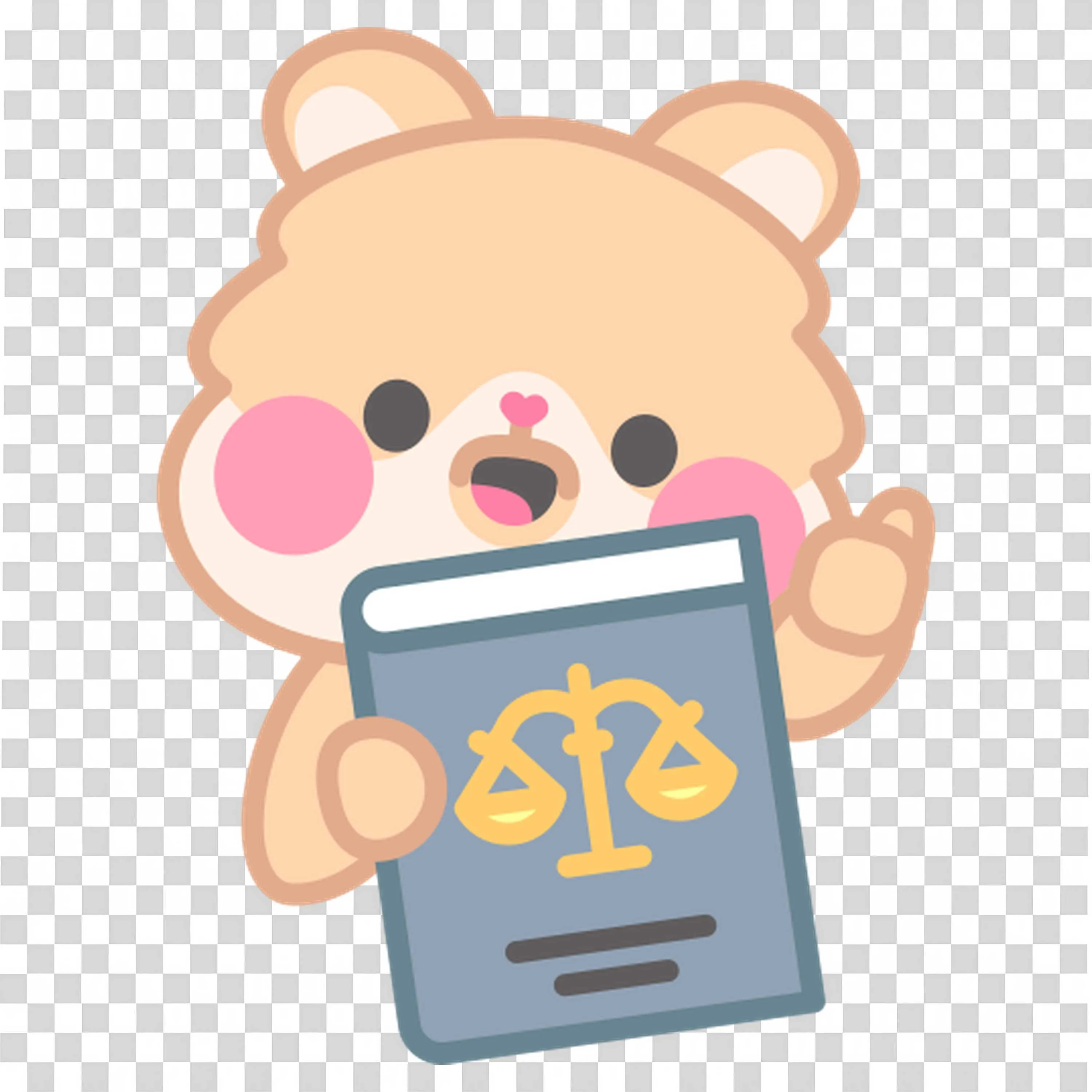 Cute Bear Holding Law Book with Justice Scale Symbol Png