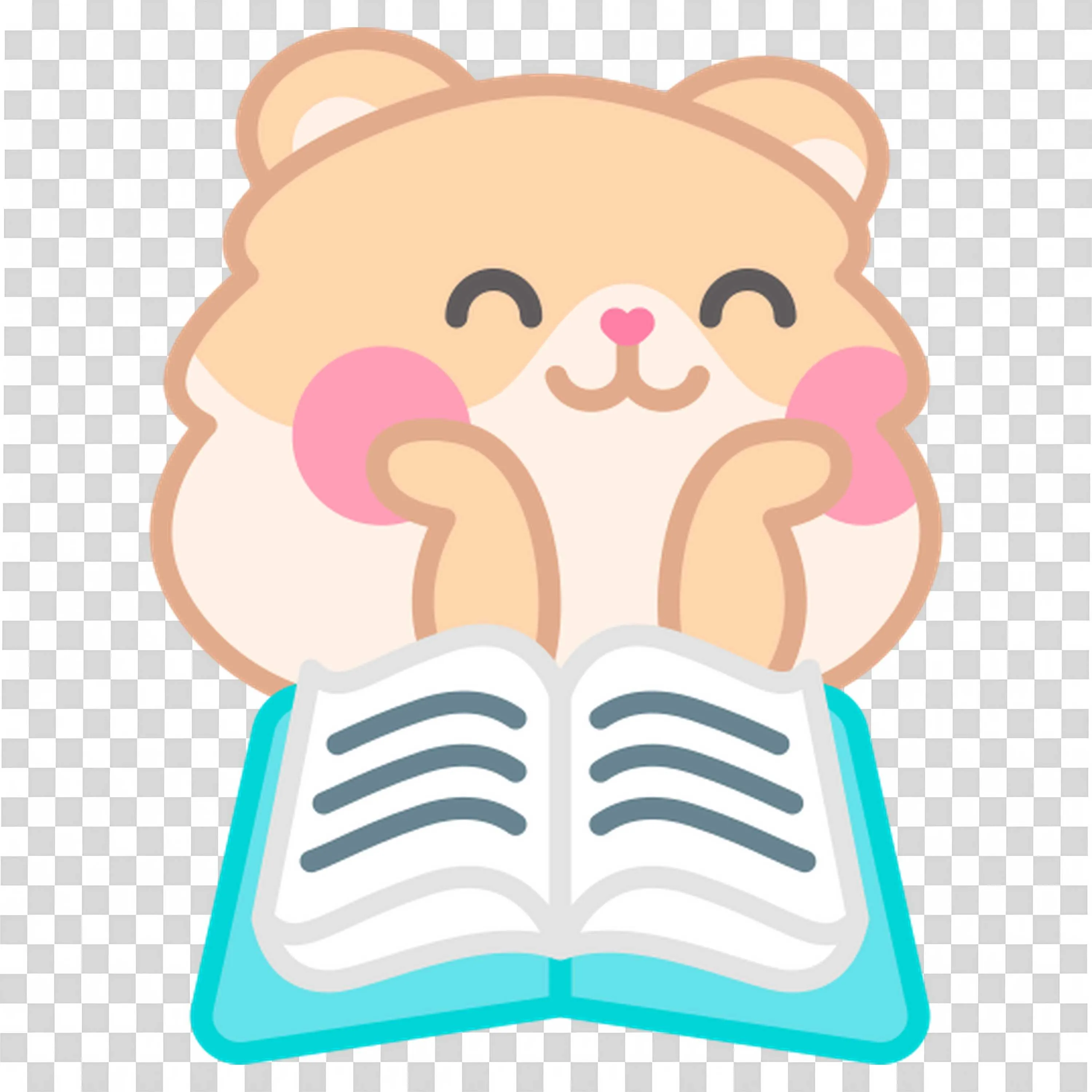Cute Bear Reading a Book with Both Paws Resting on Its Chin