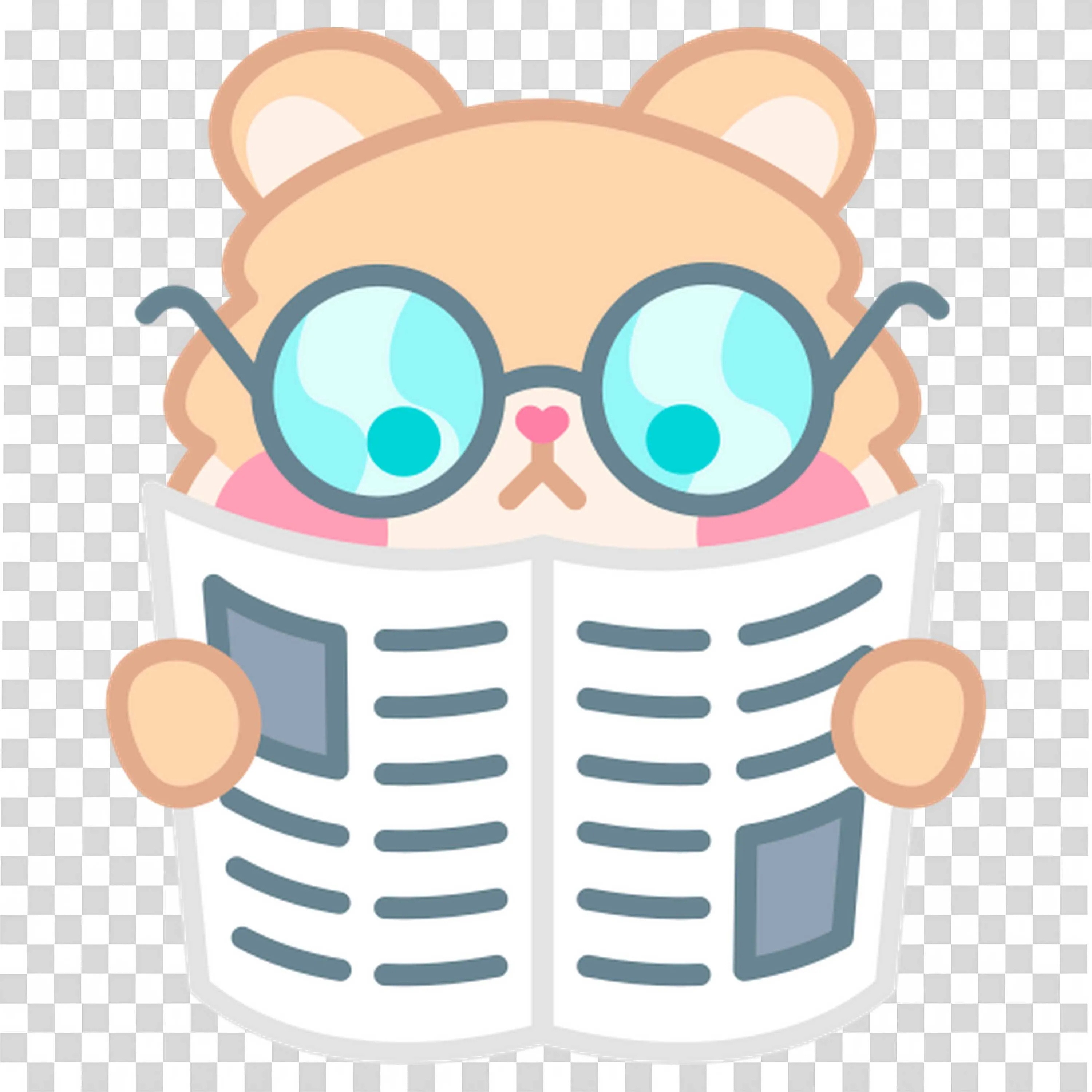 Cute Bear Reading a Newspaper with Glasses for Learning