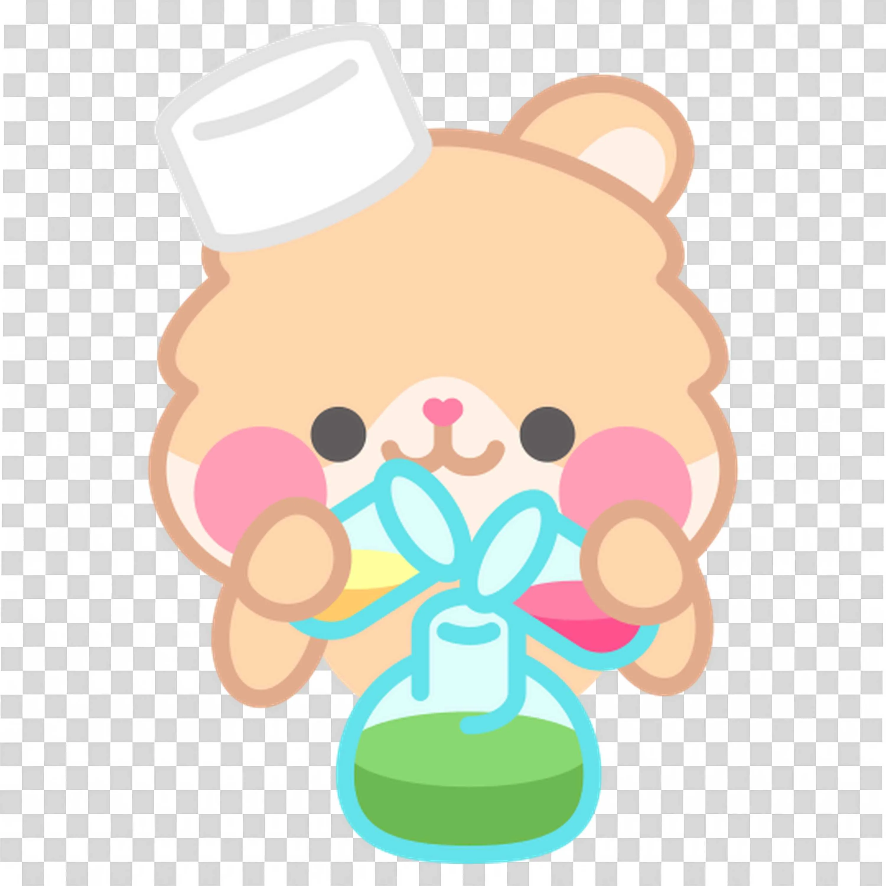 Cute Bear Scientist with Colourful Beakers PNG Download