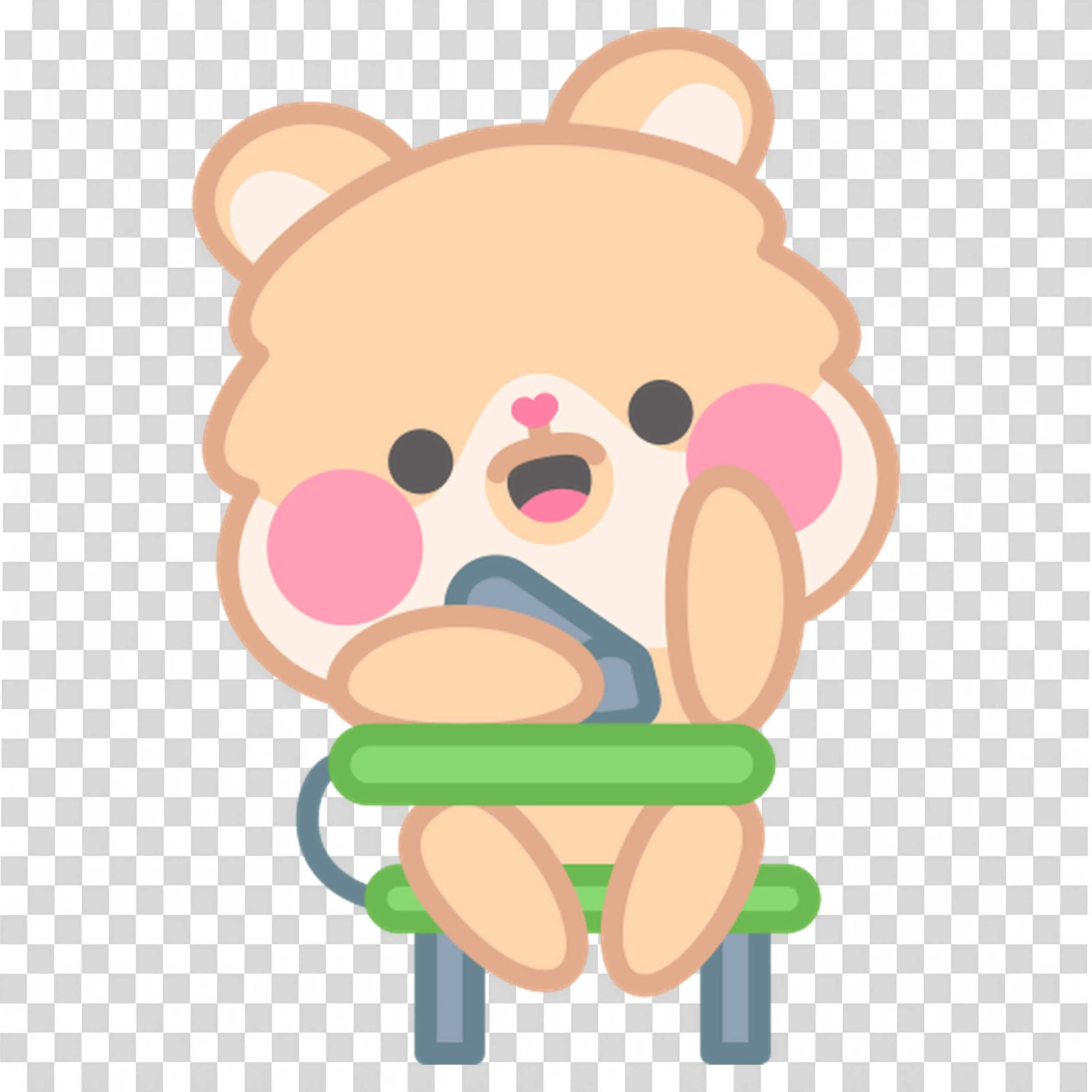Cute Bear Student Sitting in the Desk and Raising Hands